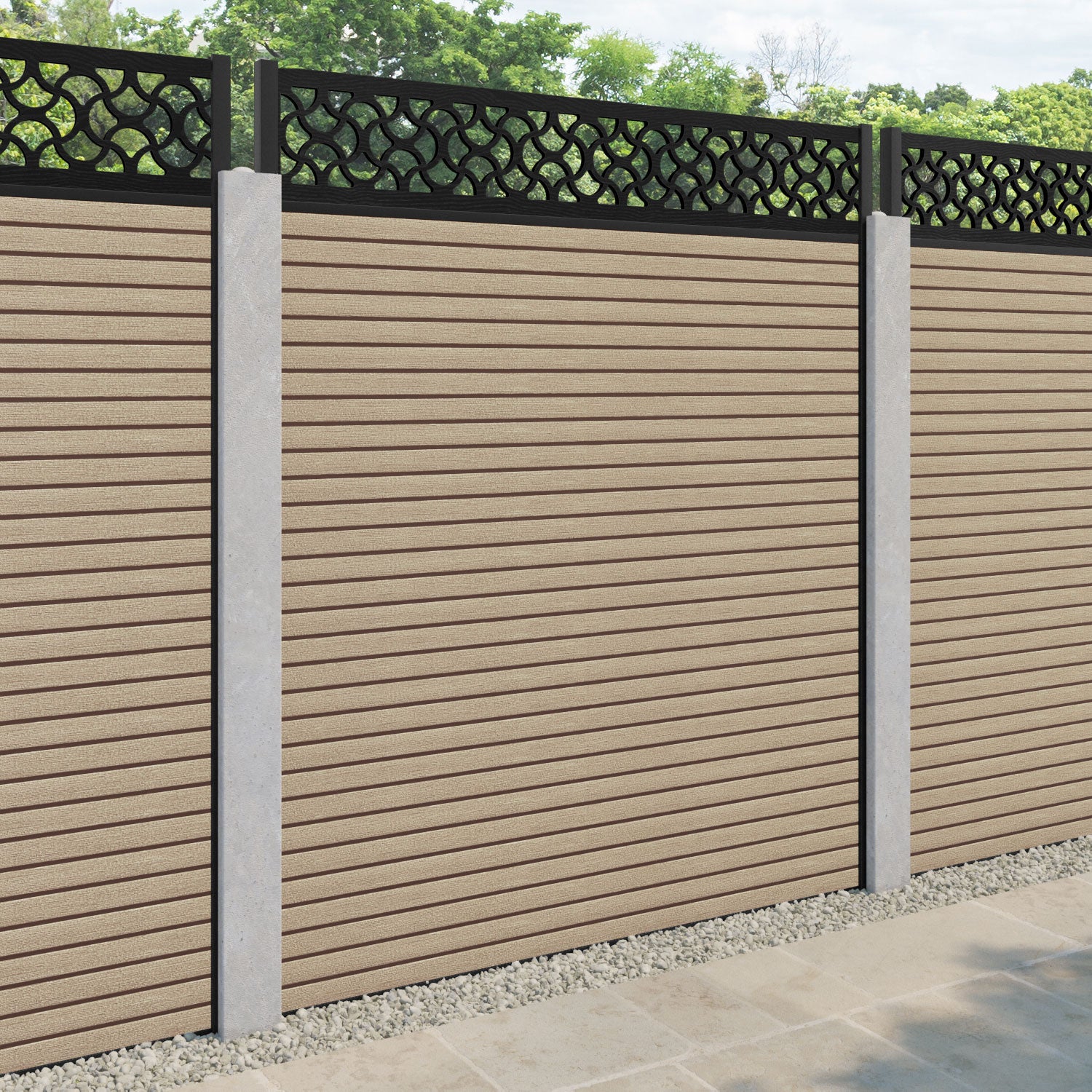 Hudson Vida Fence Panel - Light Oak - for existing concrete posts