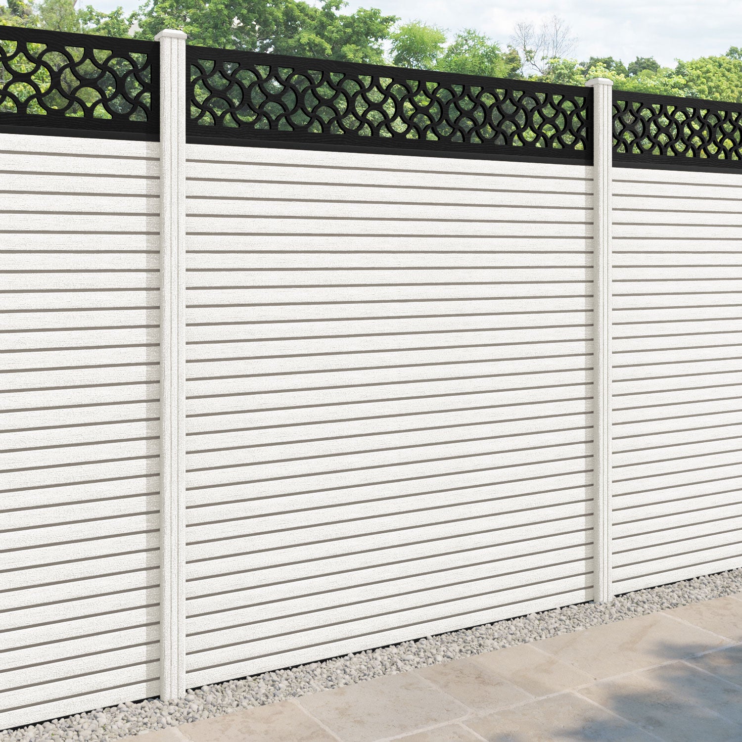 Hudson Vida Fence Panel - Light Stone - with our composite posts