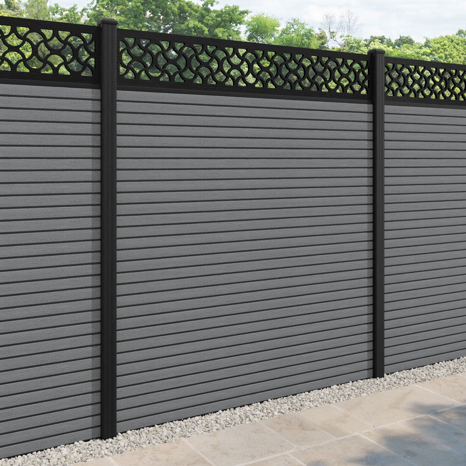 Hudson Vida Fence Panel - Mid Grey - with our composite posts