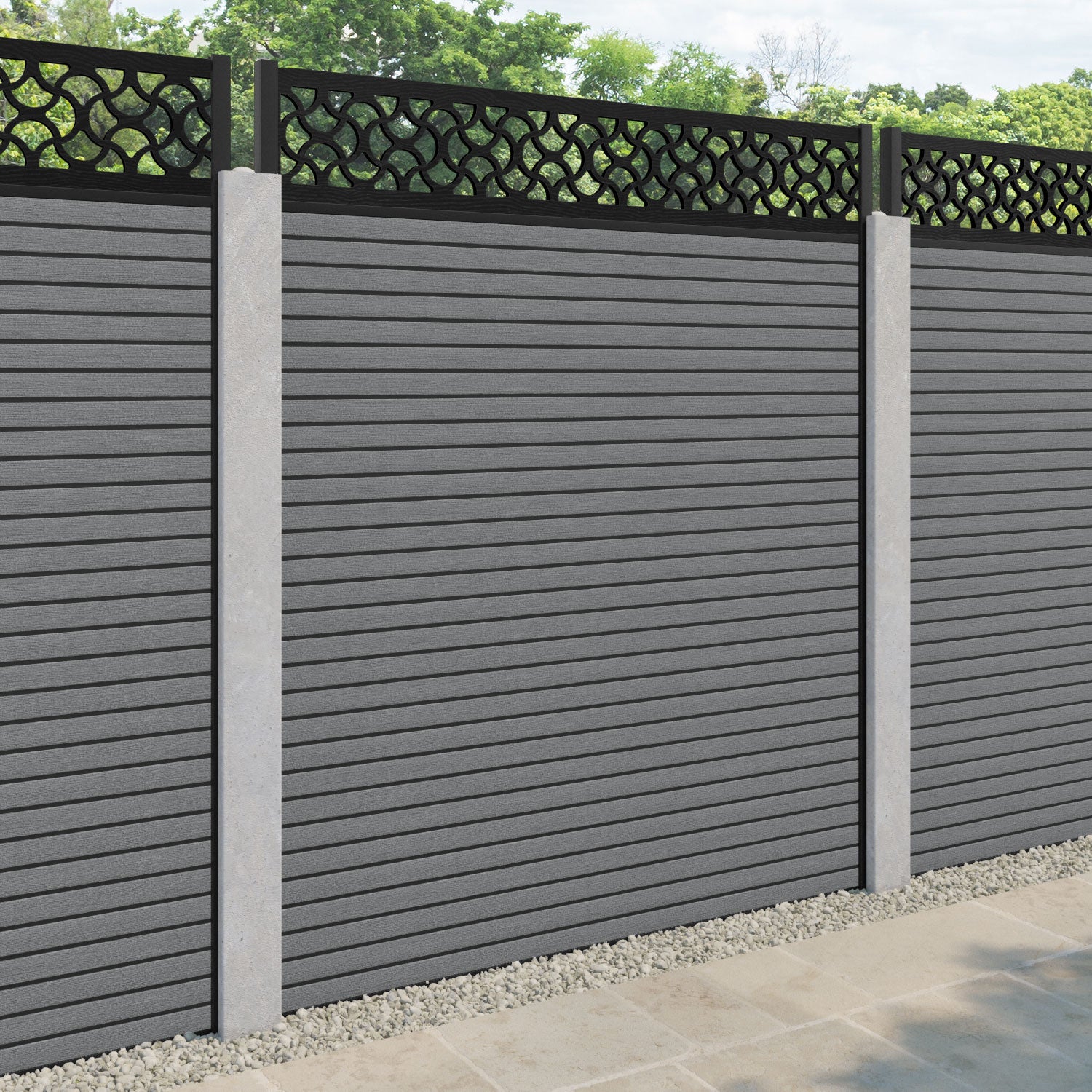 Hudson Vida Fence Panel - Mid Grey - for existing concrete posts