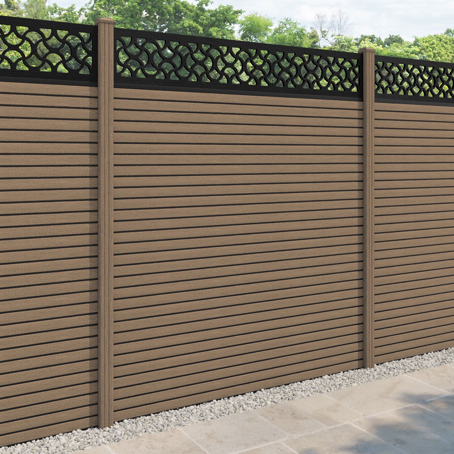 Hudson Vida Fence Panel - Teak - with our composite posts
