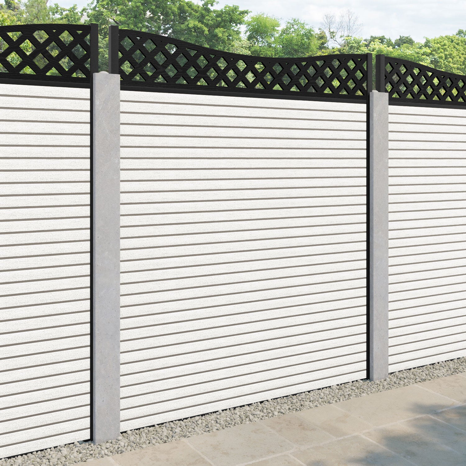 Hudson Low Wave Fence Panel - Light Stone - for existing concrete posts