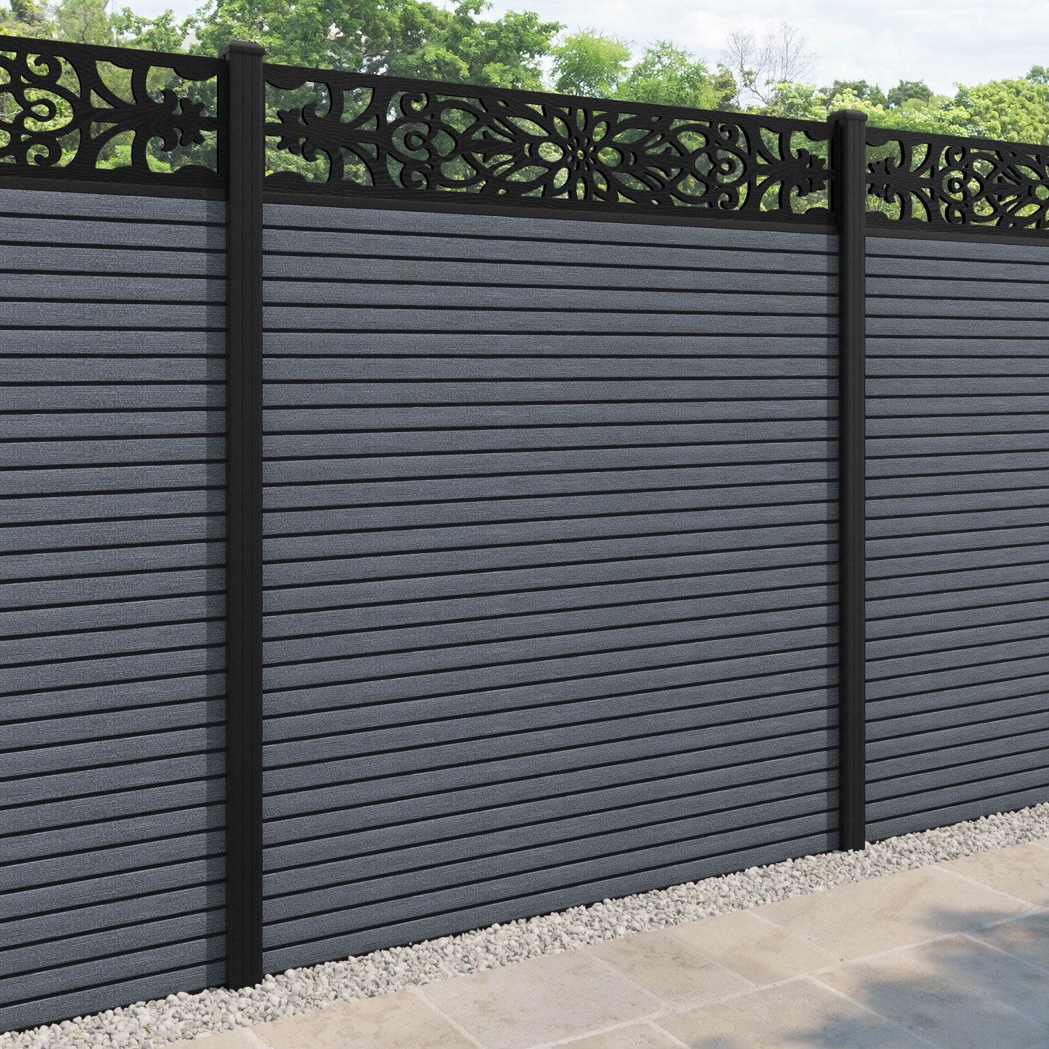 Hudson Windsor Fence Panel - Anthracite - with our aluminium posts