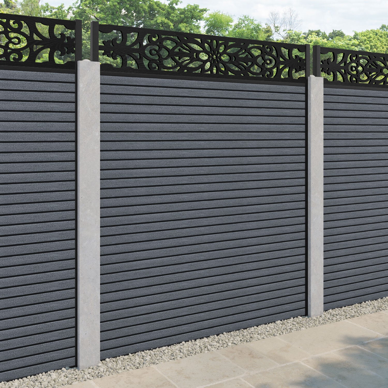 Hudson Windsor Fence Panel - Anthracite - for existing concrete posts