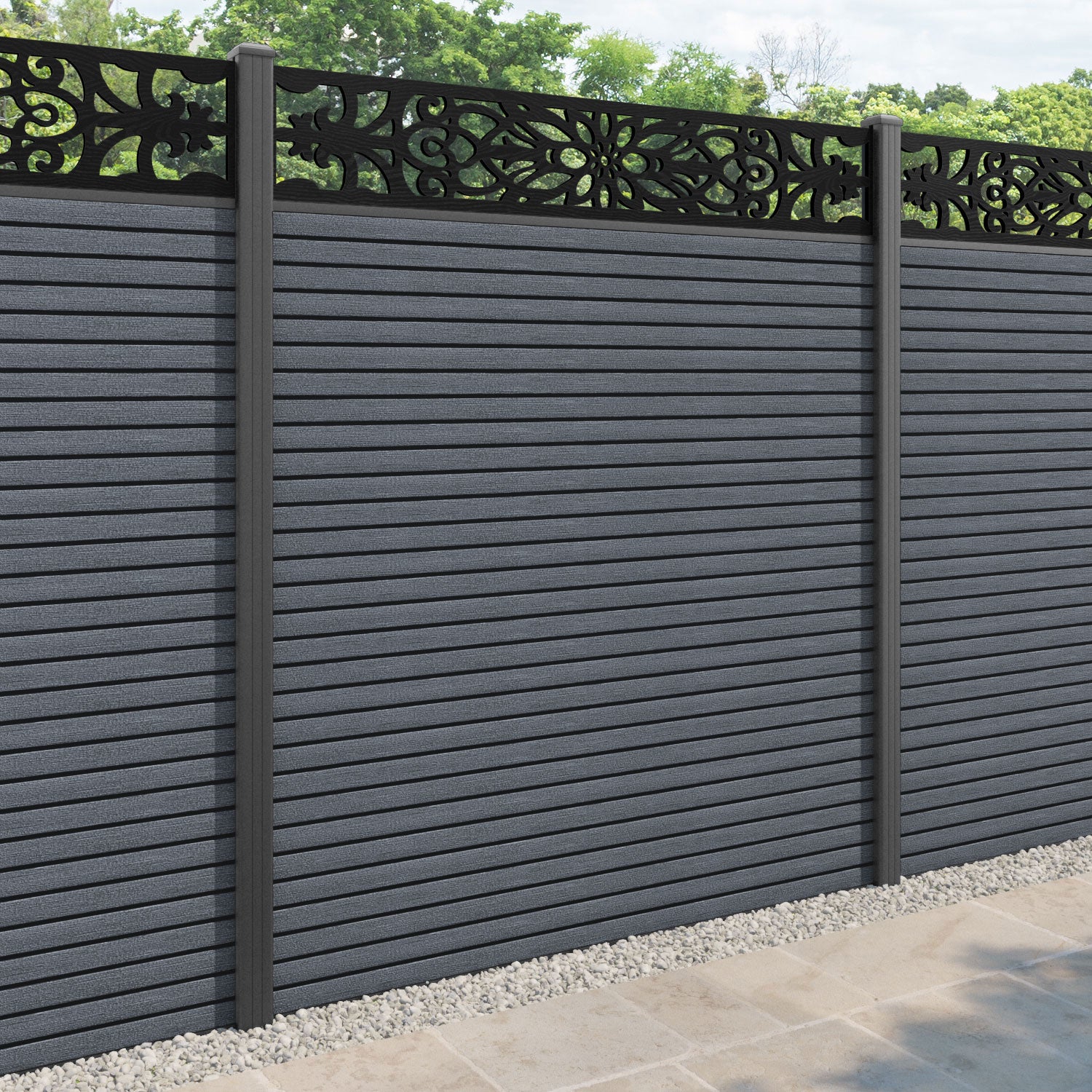 Hudson Windsor Fence Panel - Anthracite - with our aluminium posts