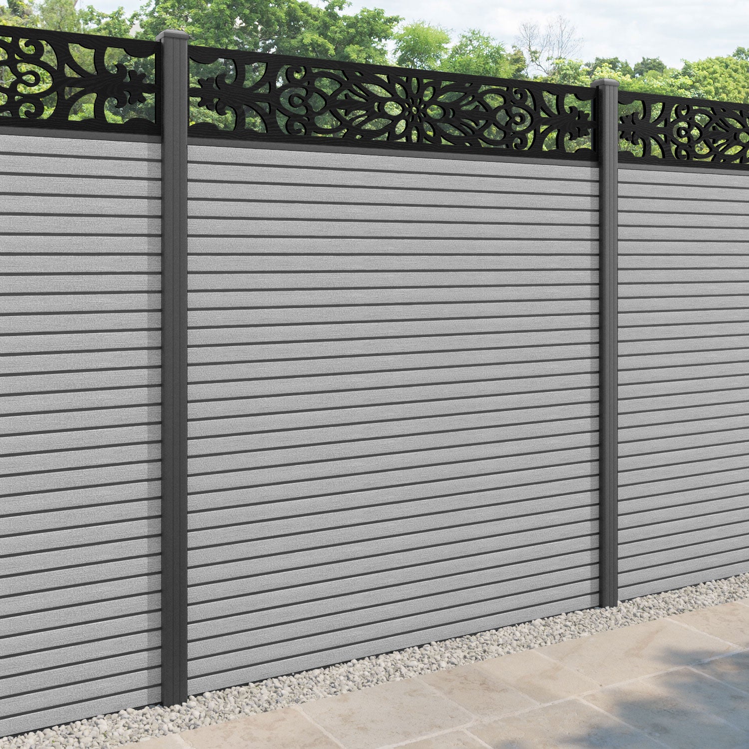 Hudson Windsor Fence Panel - Light Grey - with our aluminium posts