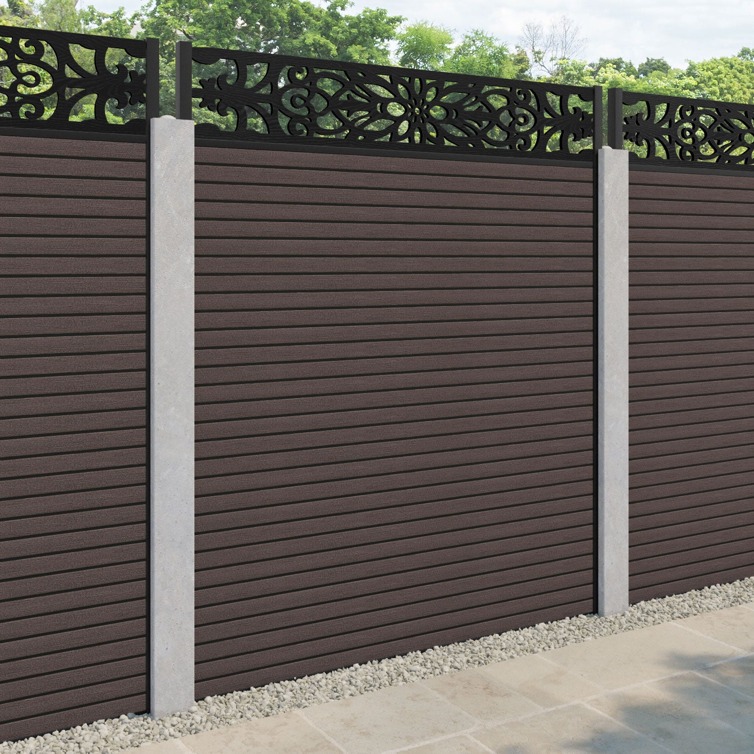 Hudson Windsor Fence Panel - Mid Brown - for existing concrete posts