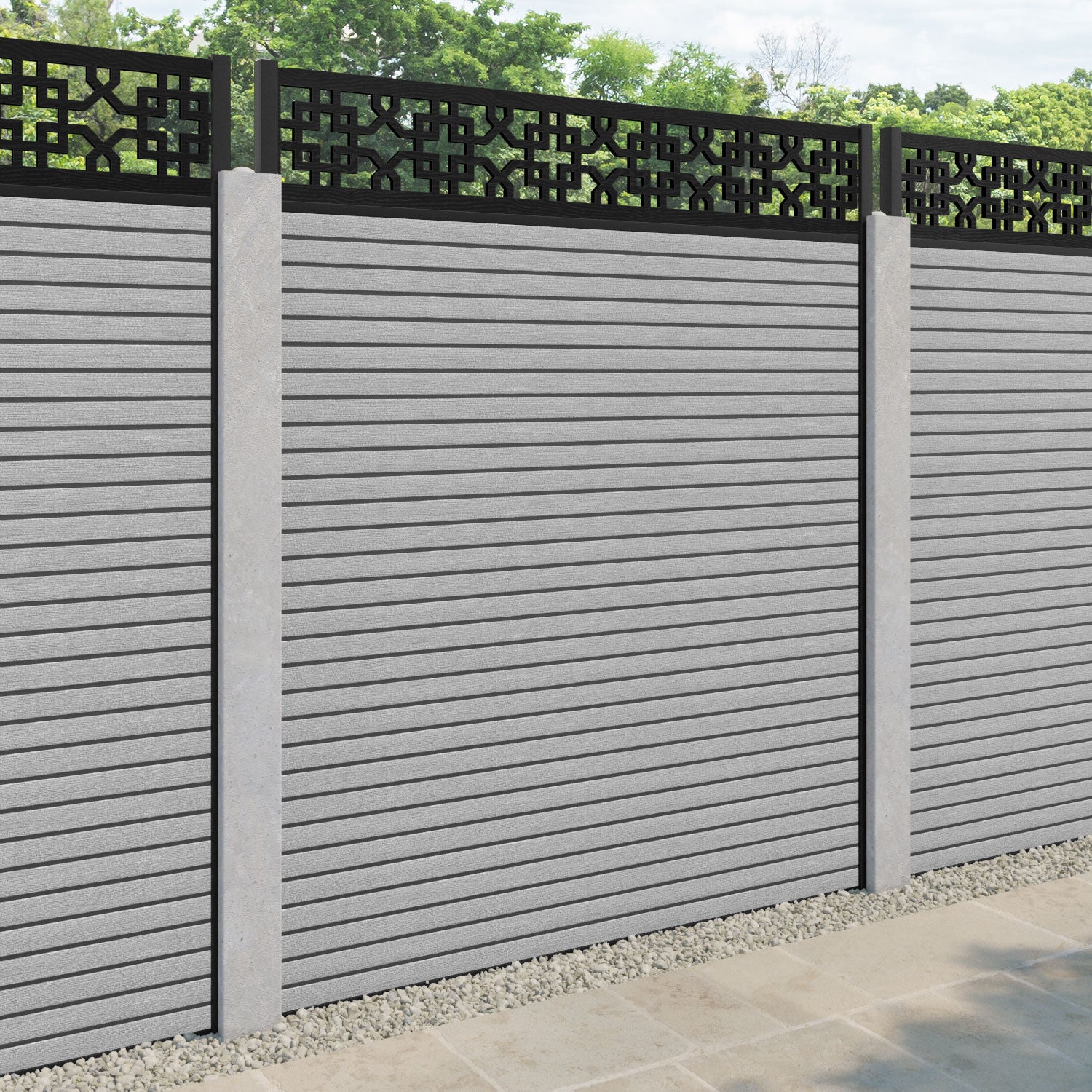 Hudson Zaria Fence Panel - Light Grey - for existing concrete posts