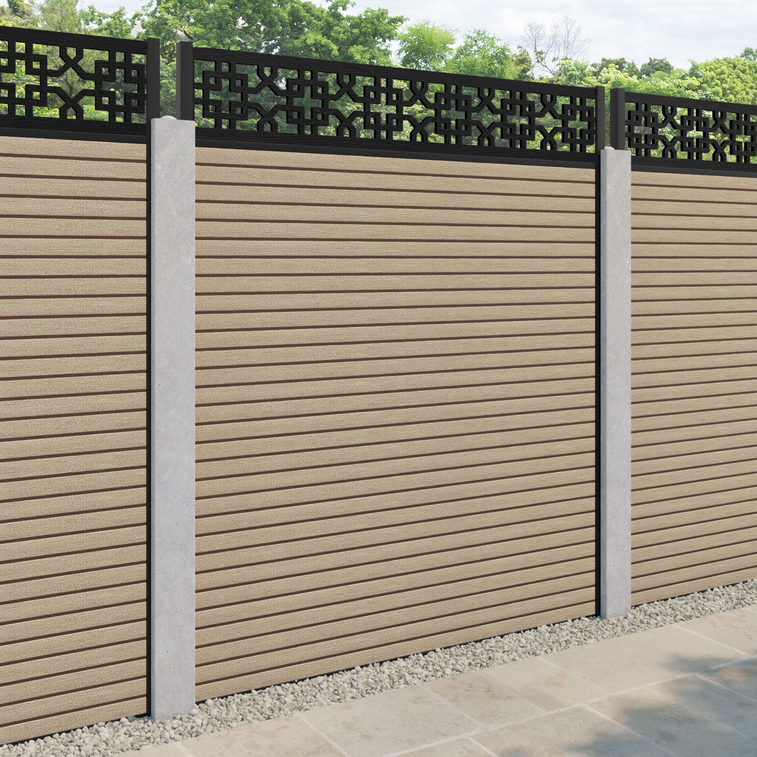 Hudson Zaria Fence Panel - Light Oak - for existing concrete posts