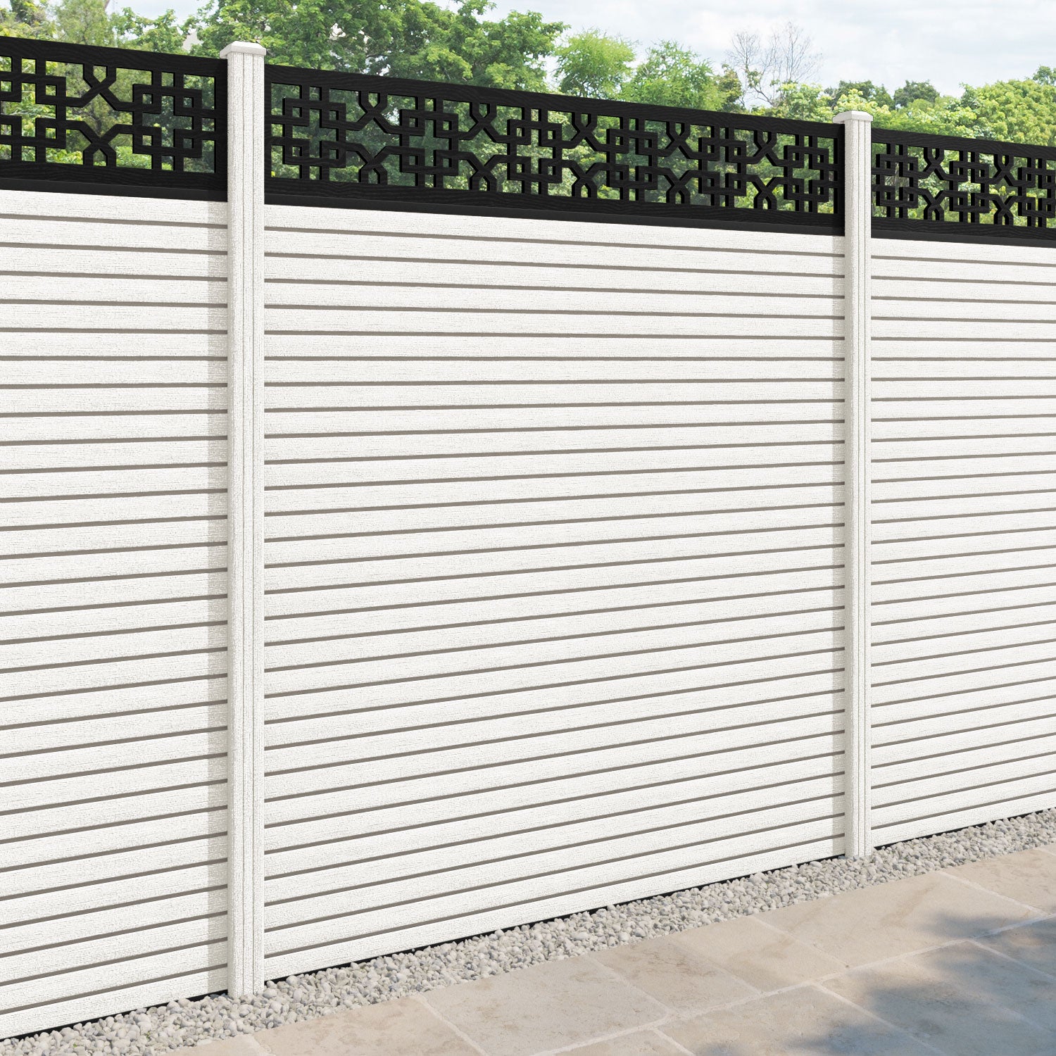 Hudson Zaria Fence Panel - Light Stone - with our composite posts