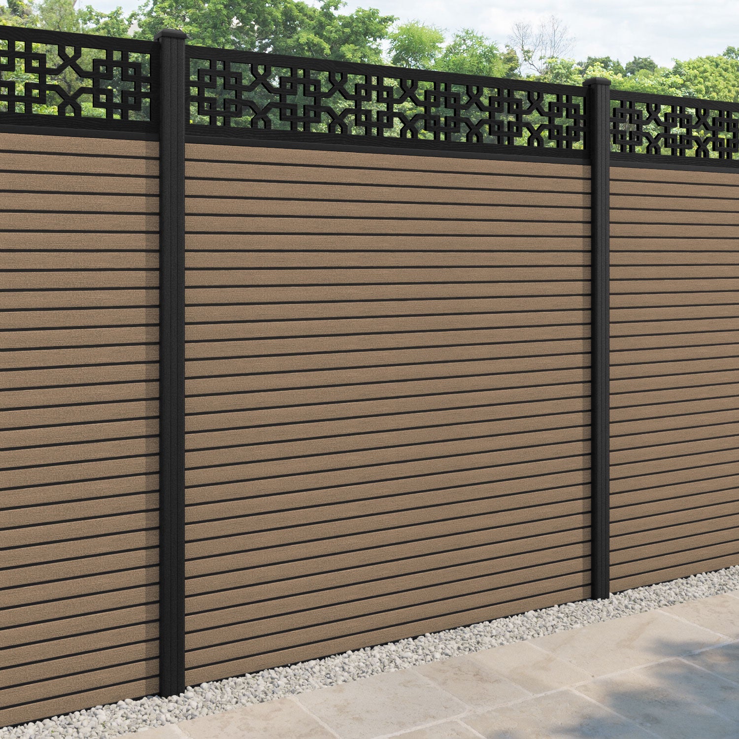 Hudson Zaria Fence Panel - Teak - with our composite posts