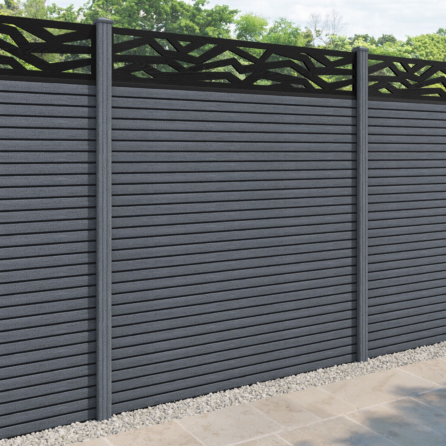 Hudson Zenith Fence Panel - Anthracite - with our composite posts