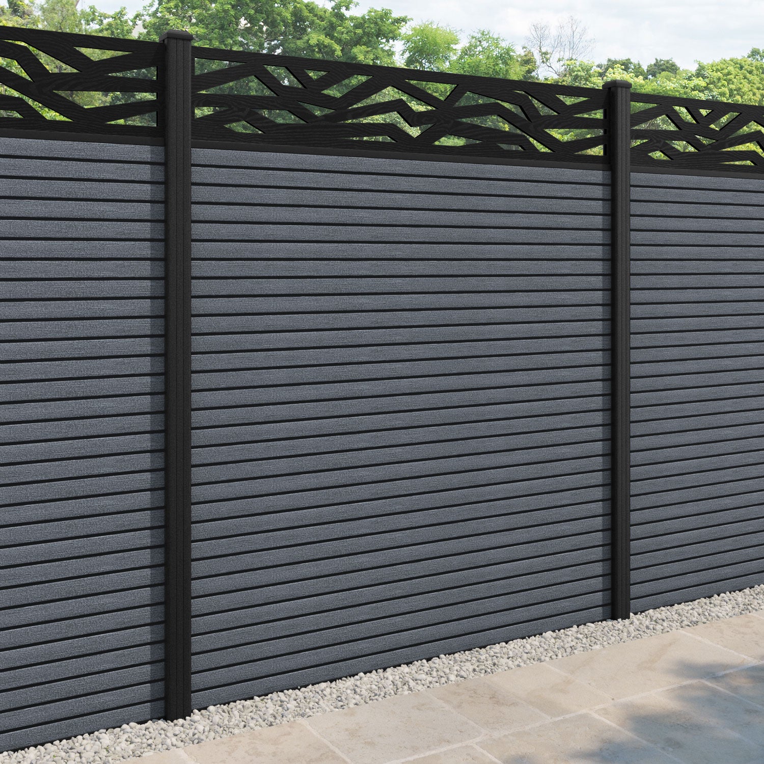 Hudson Zenith Fence Panel - Anthracite - with our composite posts