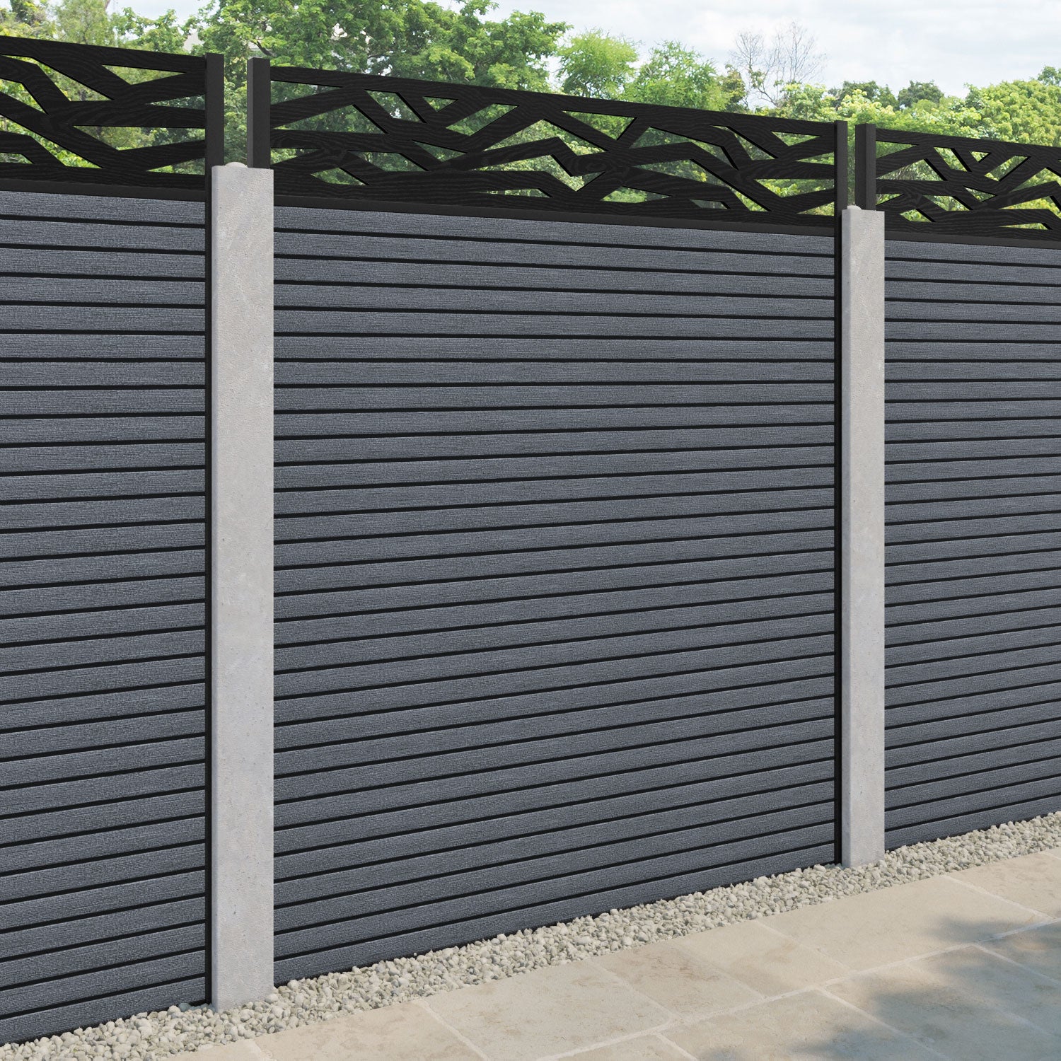 Hudson Zenith Fence Panel - Anthracite - for existing concrete posts