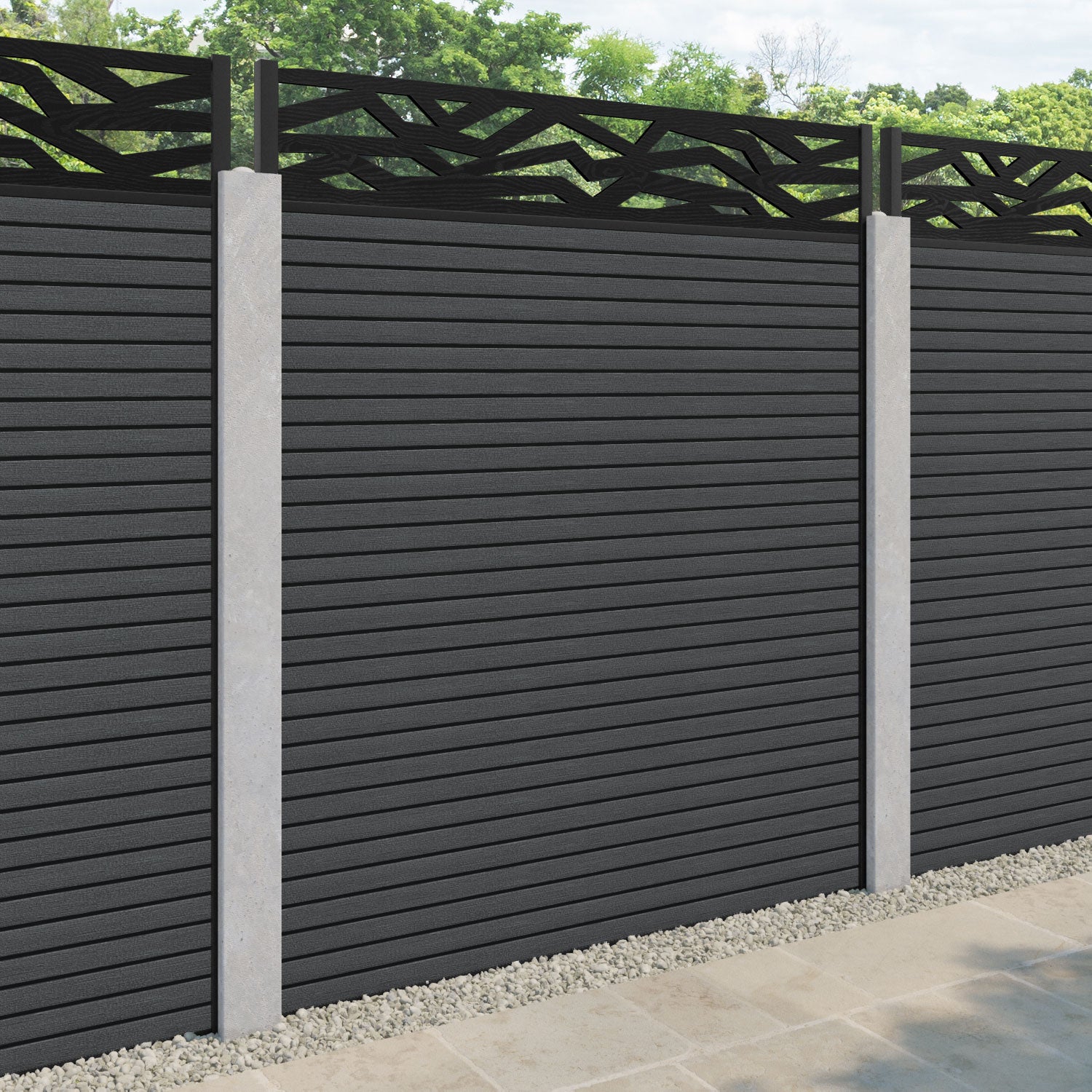 Hudson Zenith Fence Panel - Dark Grey - for existing concrete posts