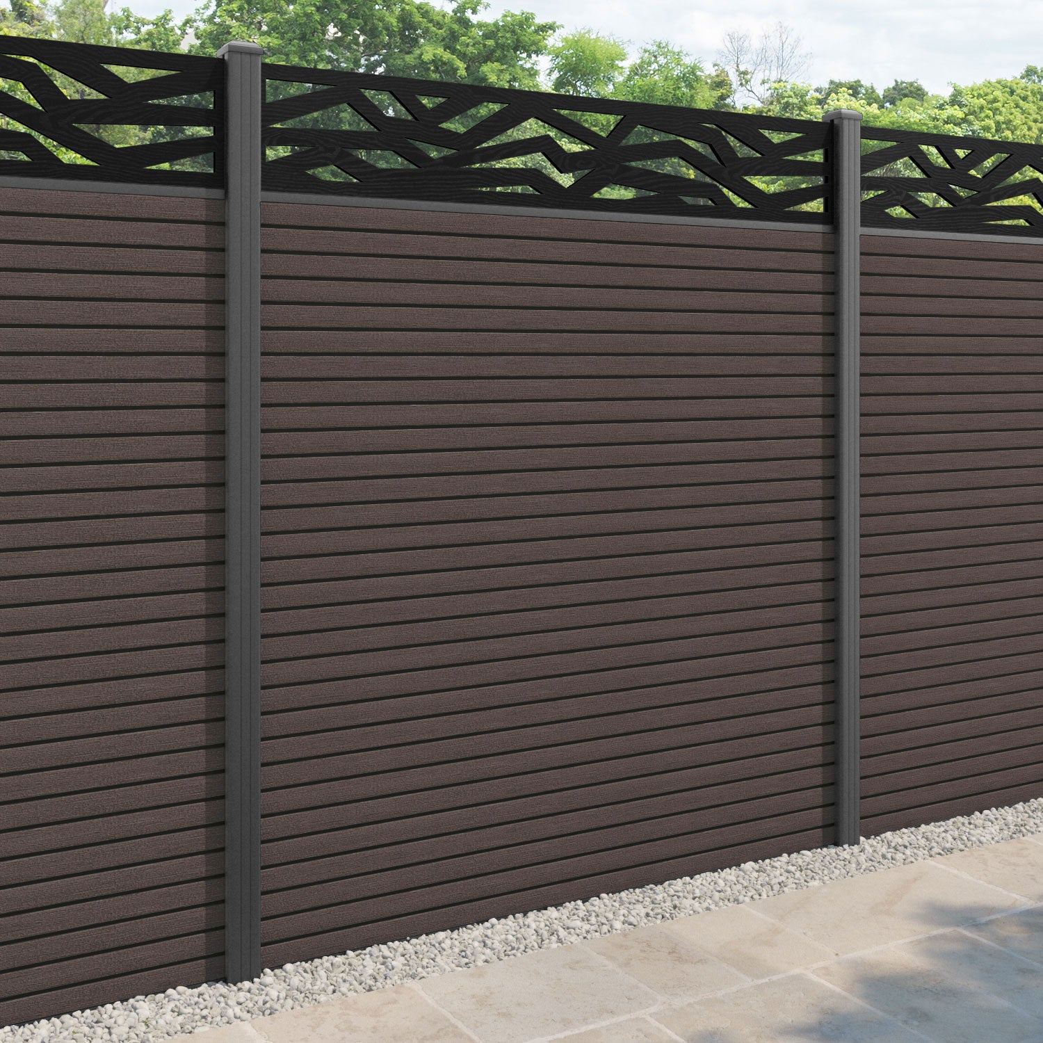 Hudson Zenith Fence Panel - Mid Brown - with our aluminium posts
