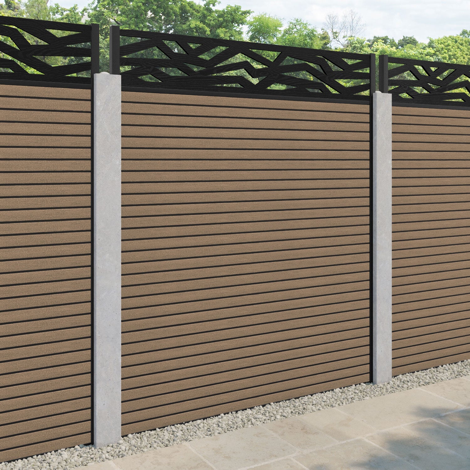 Hudson Zenith Fence Panel - Teak - for existing concrete posts