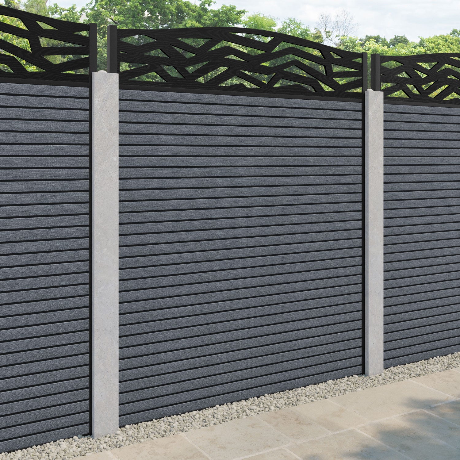 Hudson Zenith Curved Top Fence Panel - Anthracite - for existing concrete posts