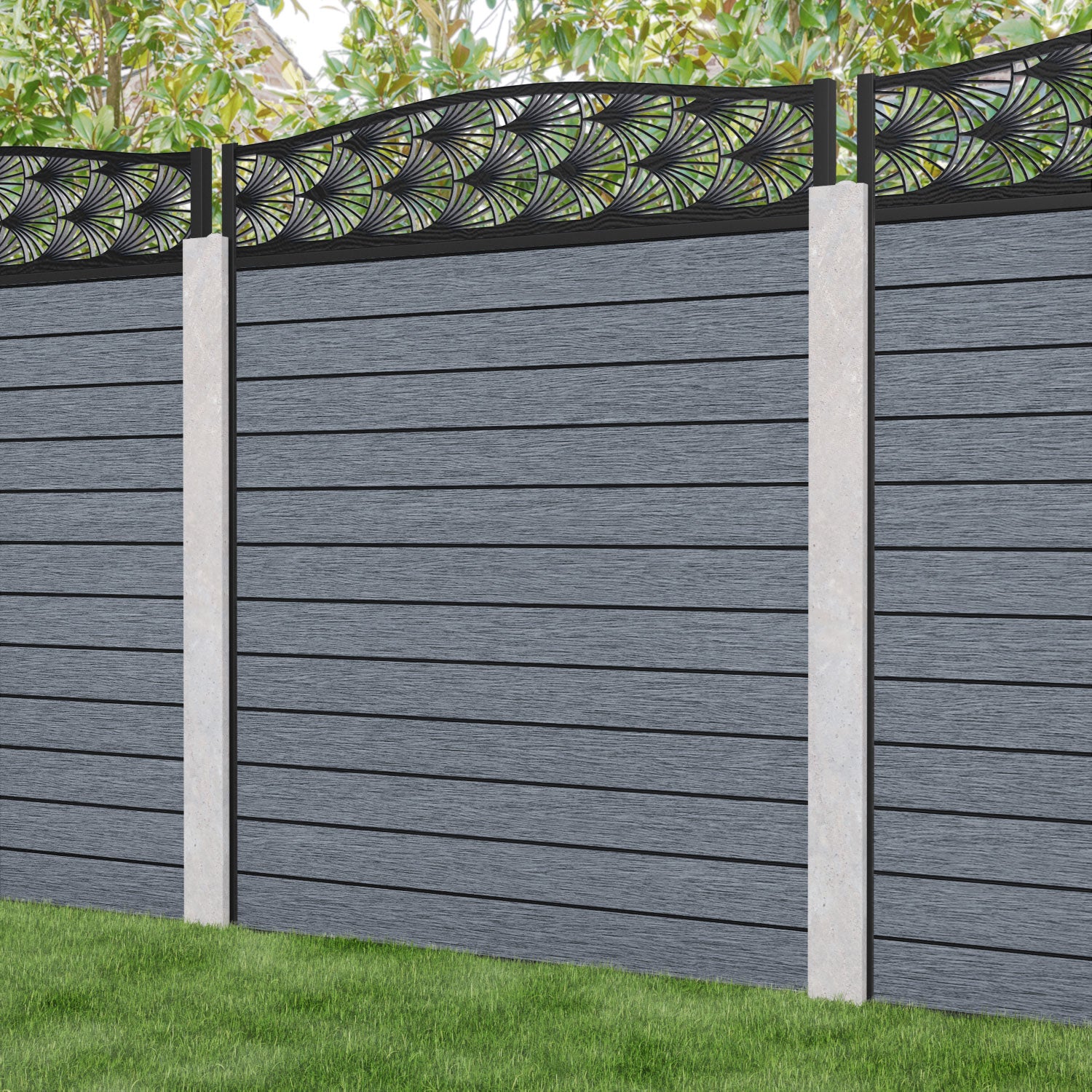 Fusion Laurel Curved Top Fence Panel - Anthracite - for existing concrete posts