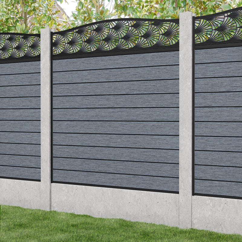 Fusion Laurel Curved Top Fence Panel - Anthracite - for existing concrete posts