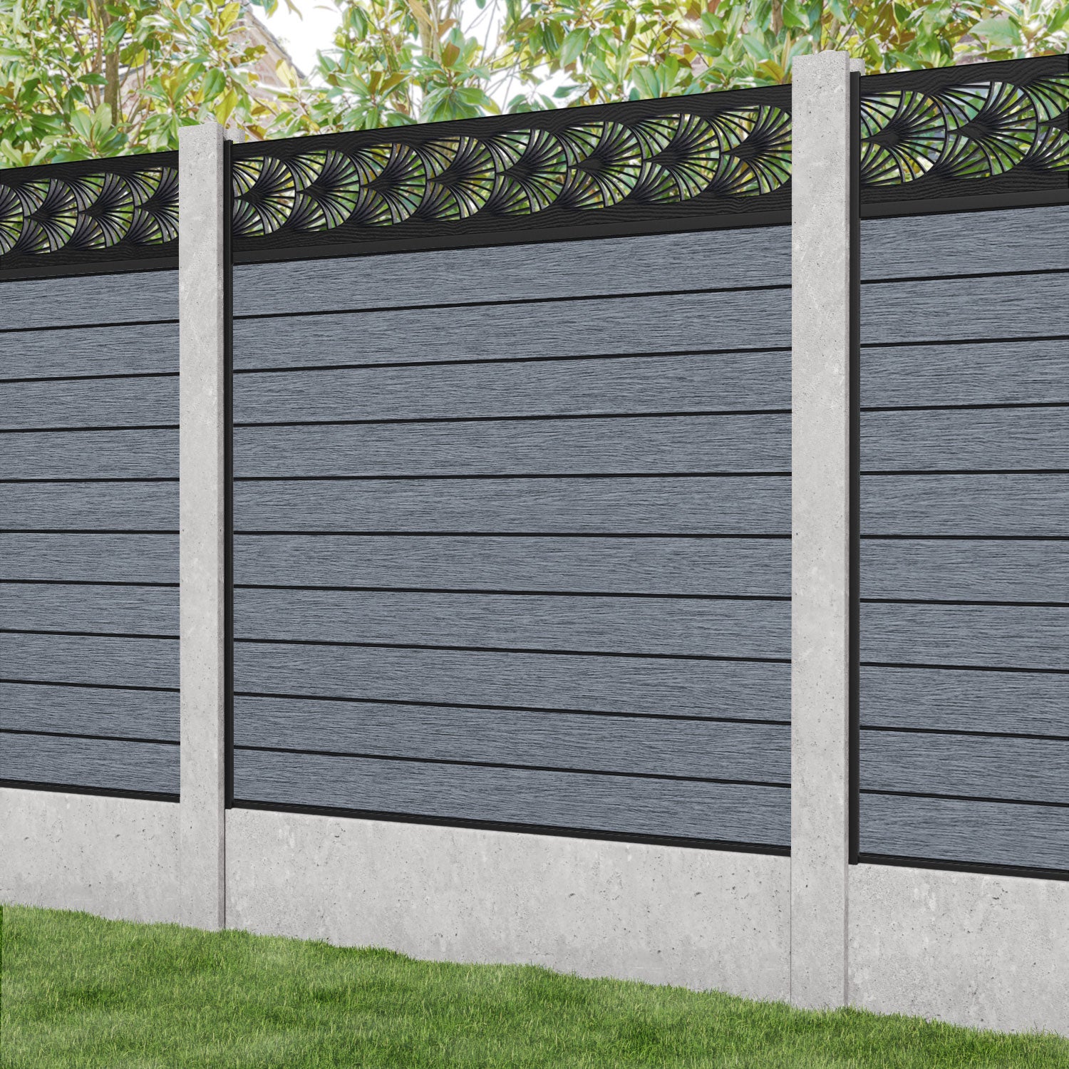 Fusion Laurel Fence Panel - Anthracite - for existing concrete posts