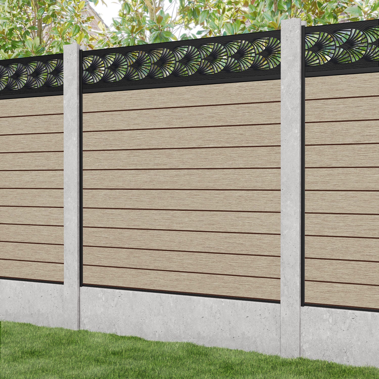 Fusion Laurel Fence Panel - Light Oak - for existing concrete posts