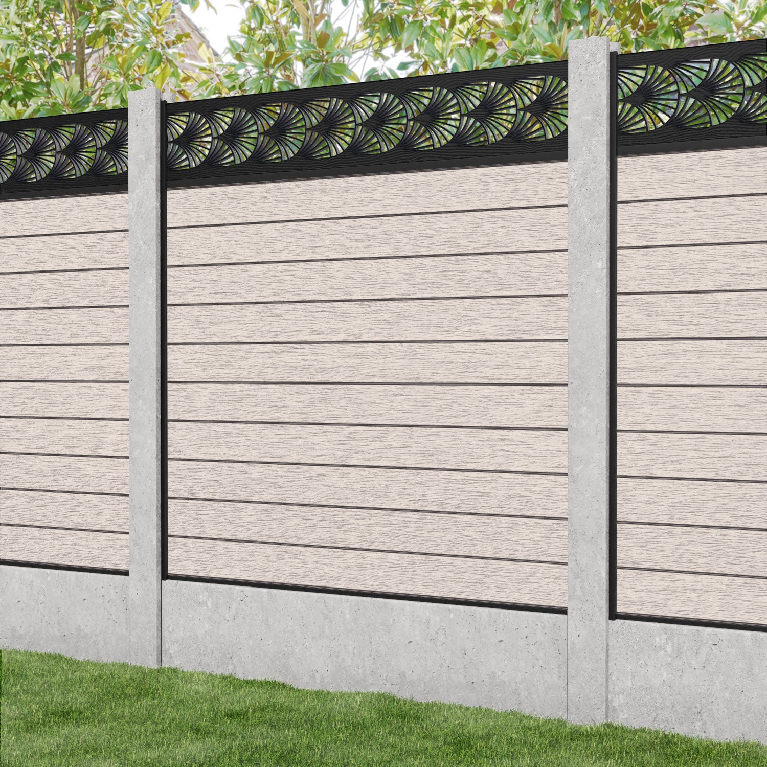Fusion Laurel Fence Panel - Mid Stone - for existing concrete posts