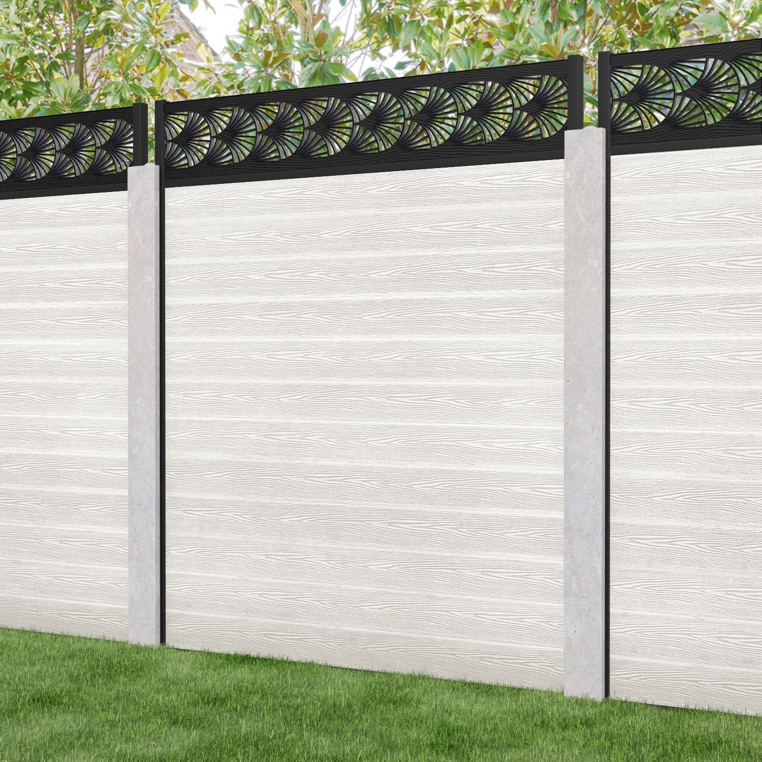 Classic Laurel Fence Panel - Light Stone - for existing concrete posts