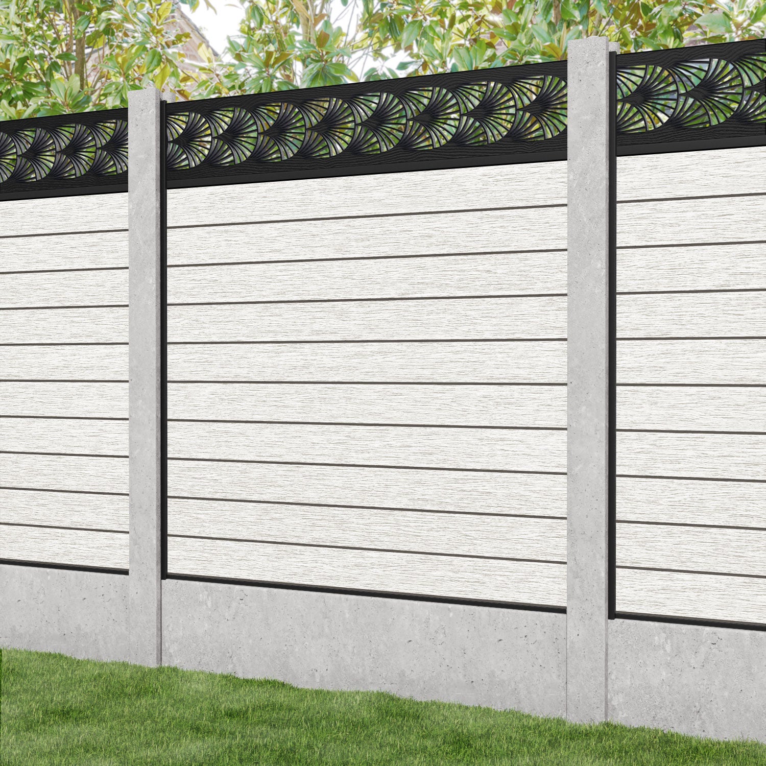 Fusion Laurel Fence Panel - Light Stone - for existing concrete posts