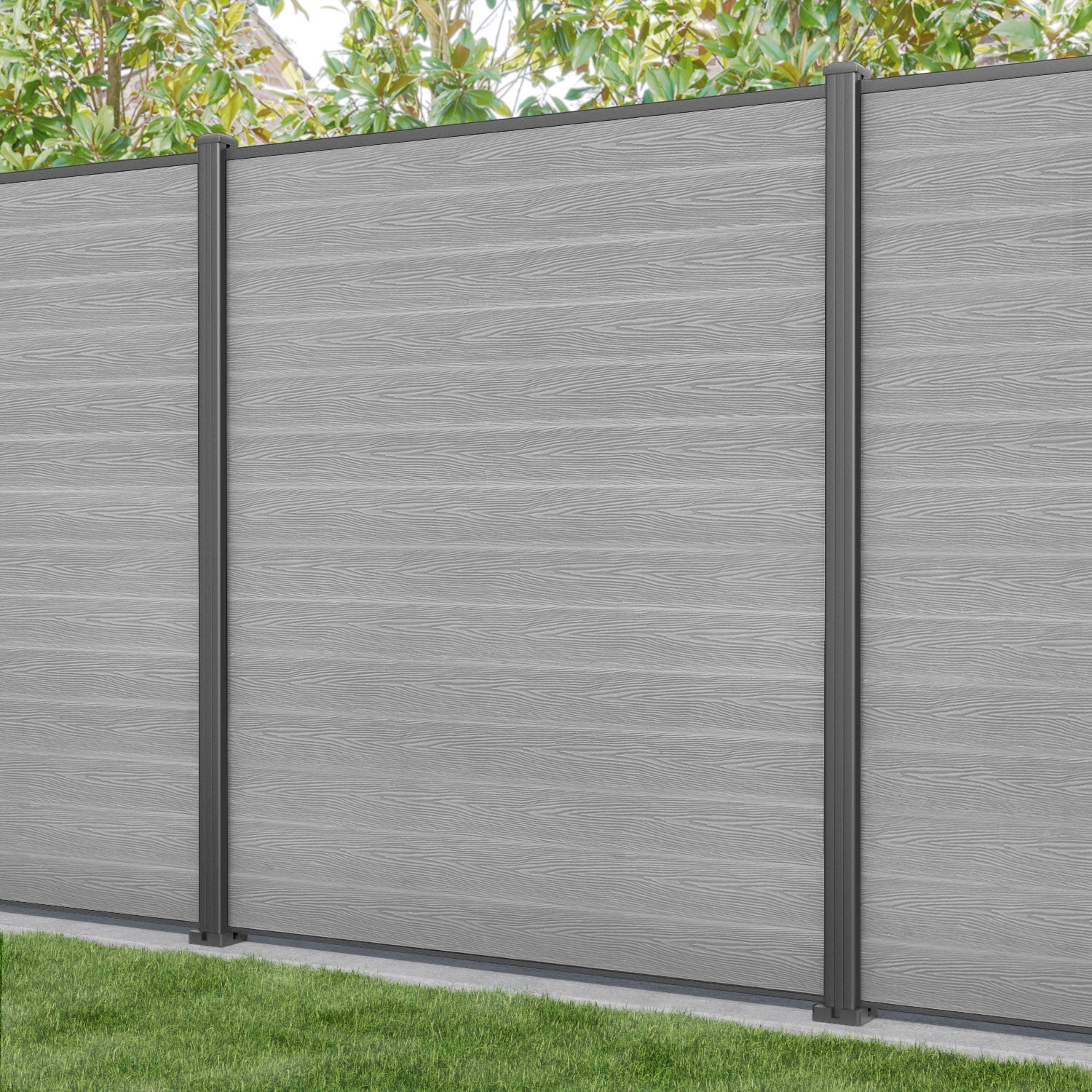 Classic Fence Panel - Light Grey - with our aluminium posts