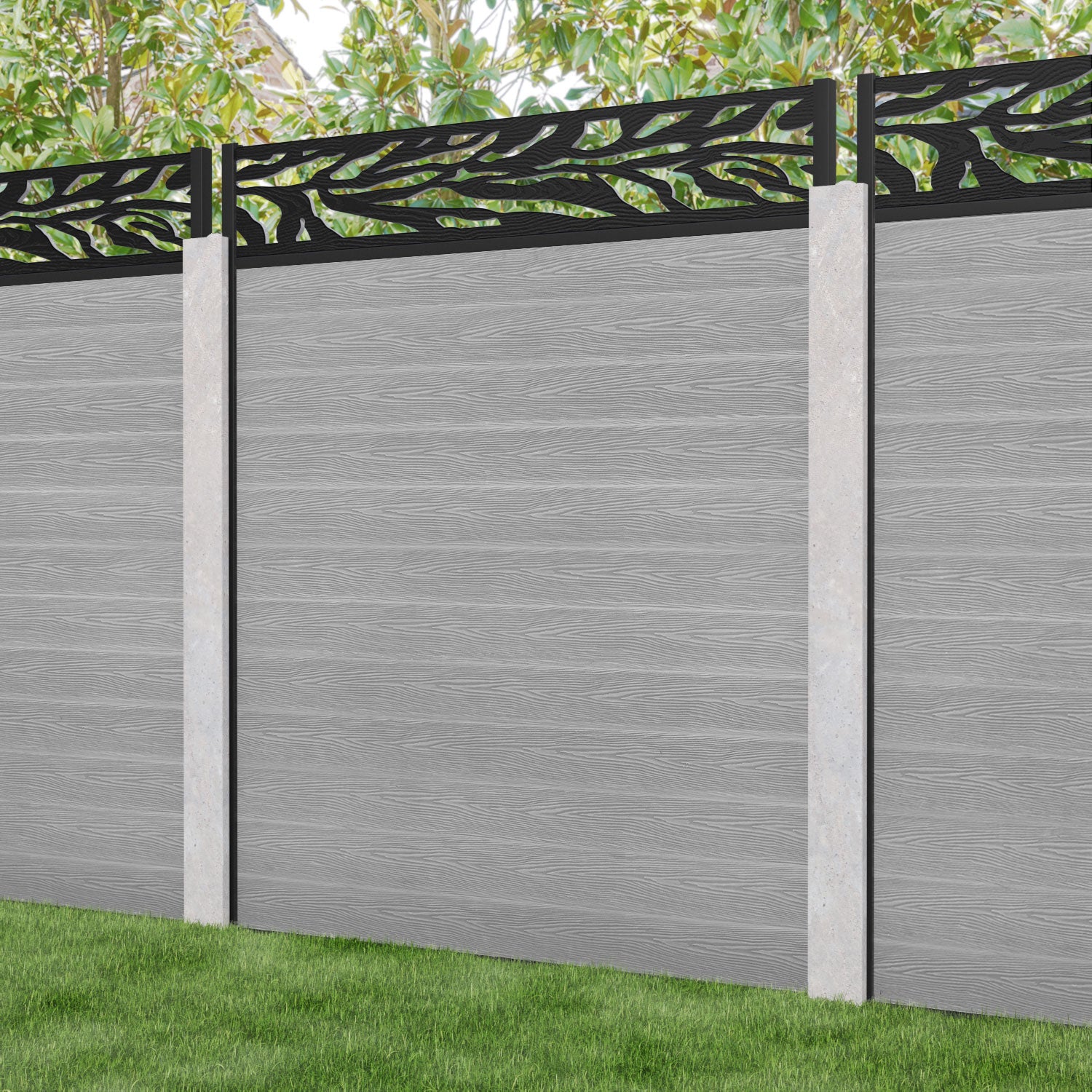Classic Malawi Fence Panel - Light Grey - for existing concrete posts