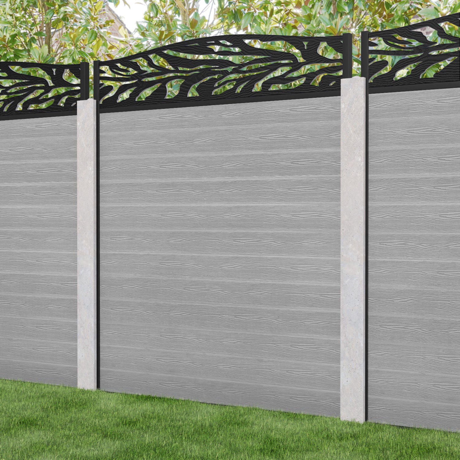 Classic Malawi Curved Top Fence Panel - Light Grey - for existing concrete posts