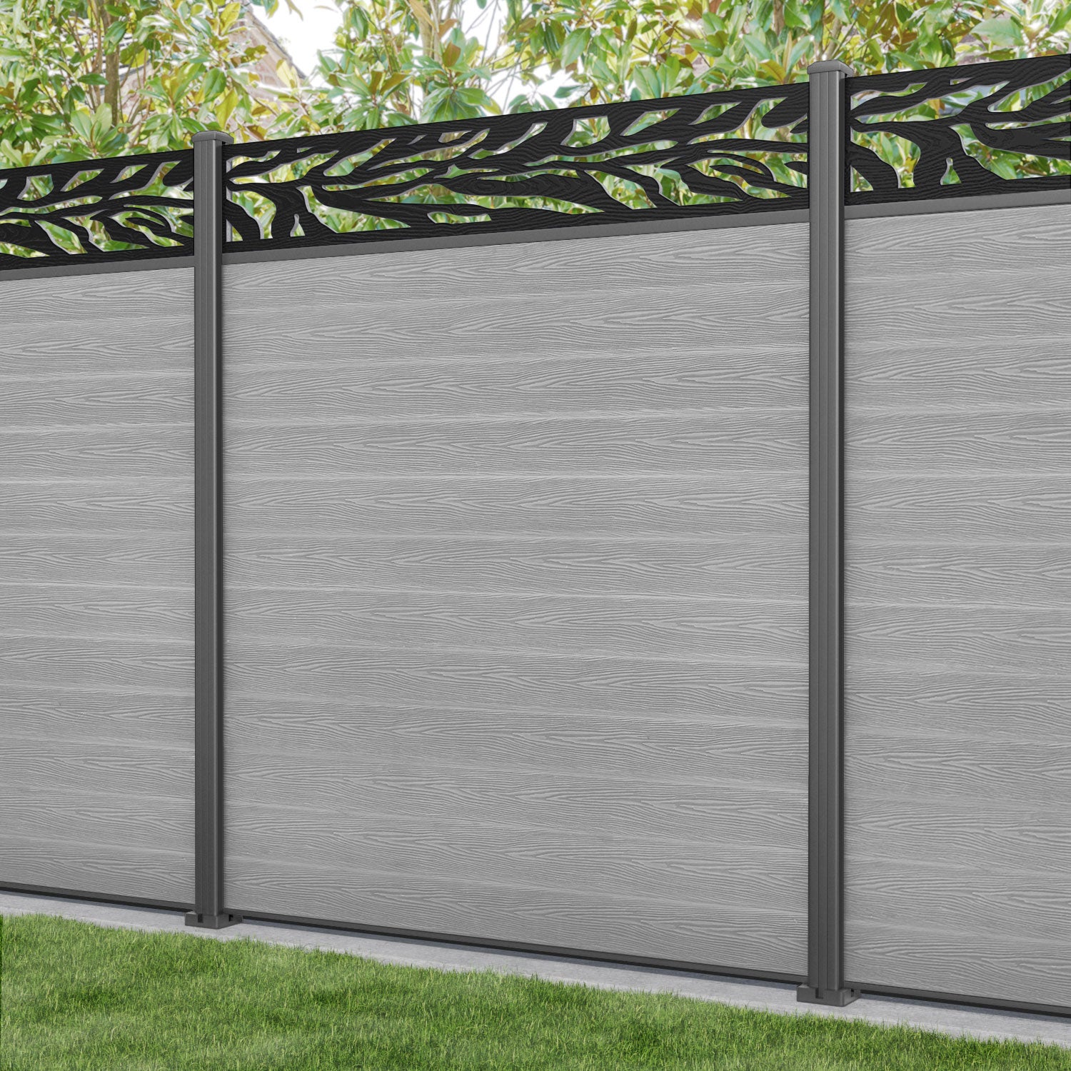 Classic Malawi Fence Panel - Light Grey - with our aluminium posts