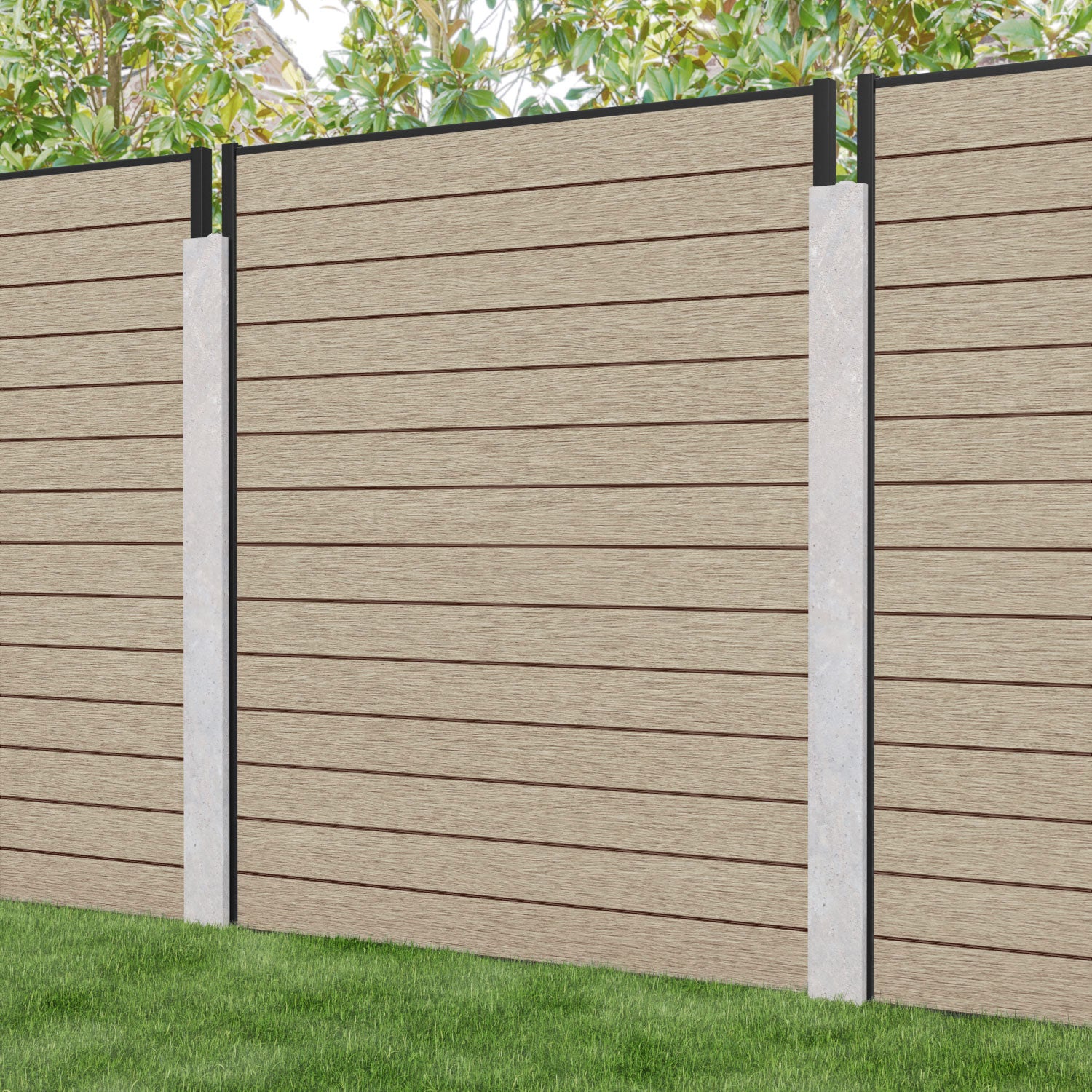Fusion Fence Panel - Light Oak - for existing concrete posts