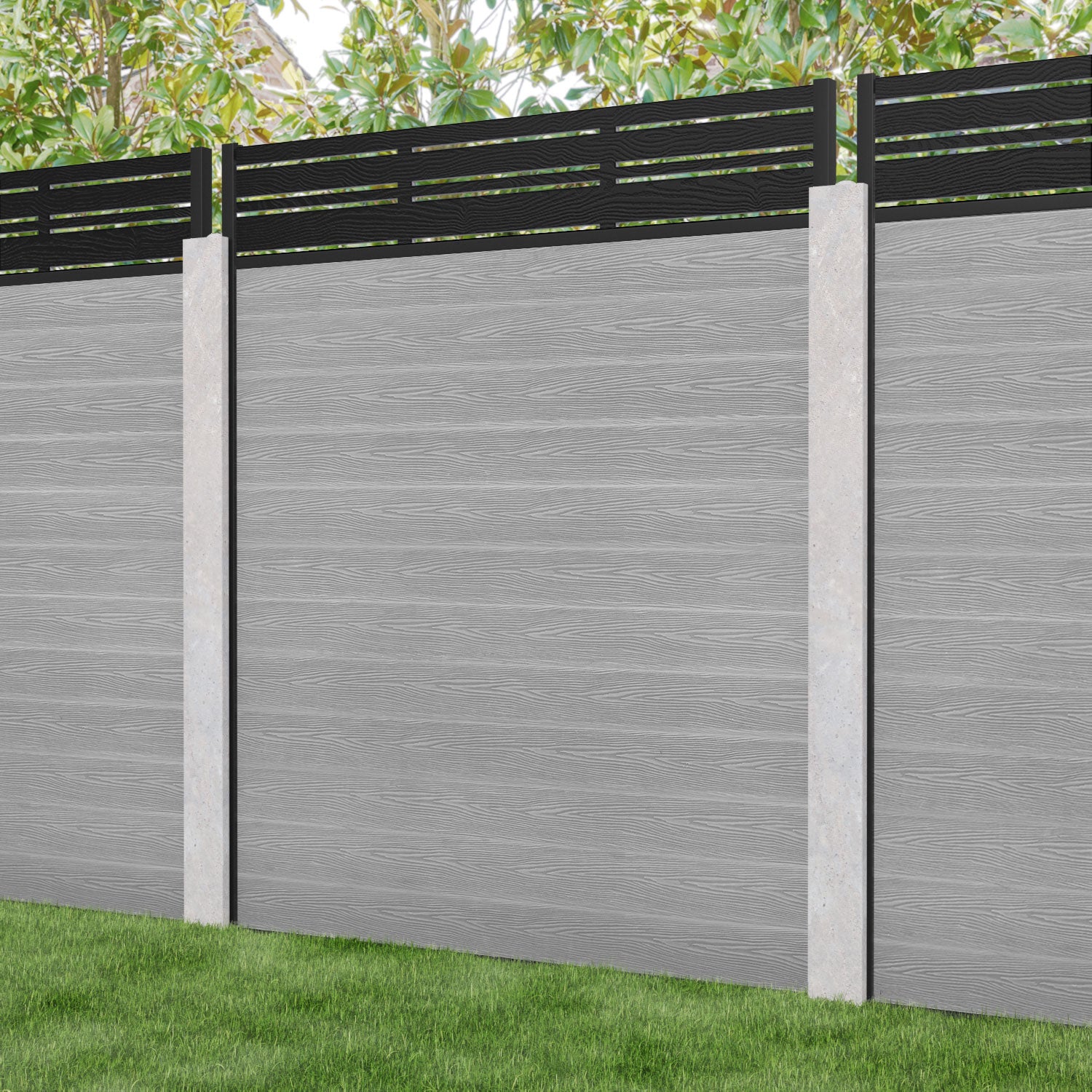 Classic Linea Fence Panel - Light Grey - for existing concrete posts