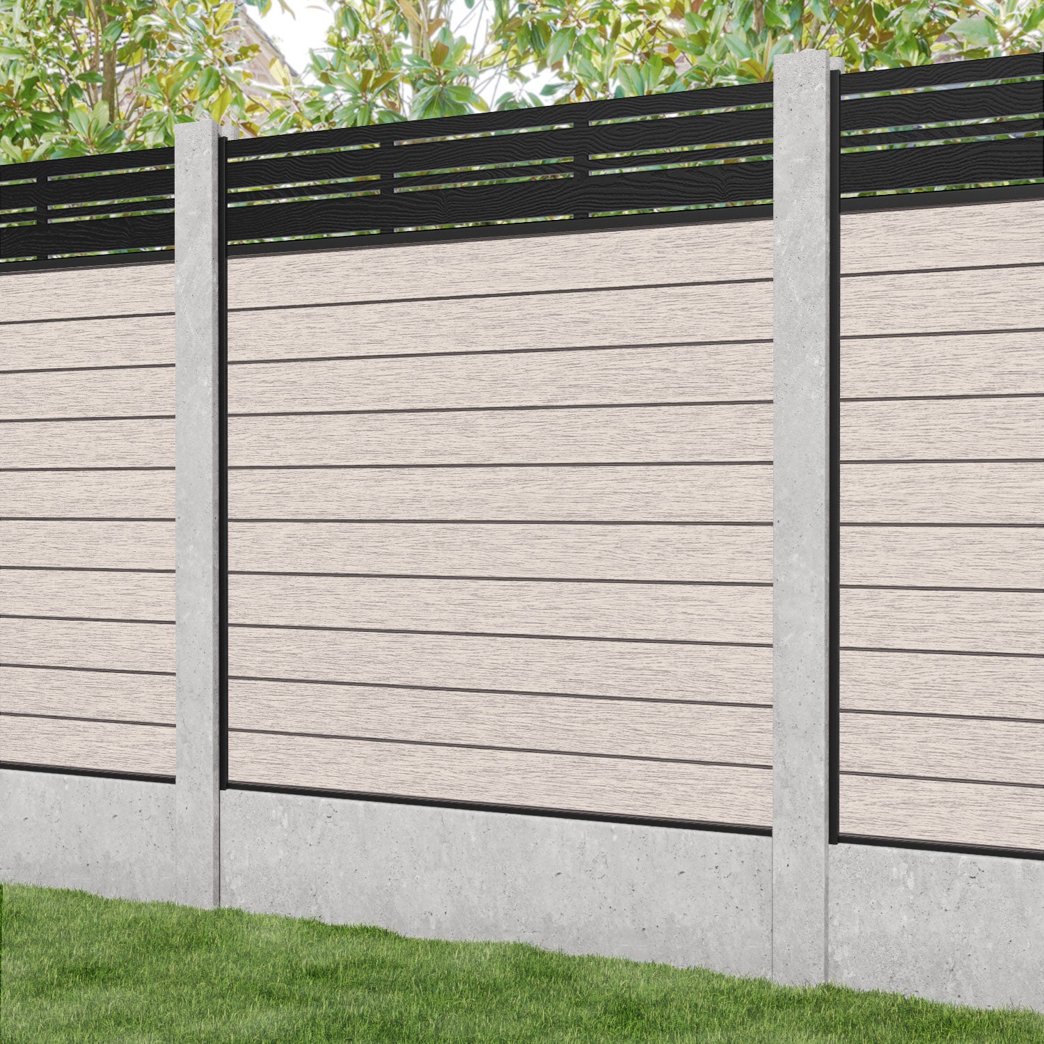 Fusion Linea Fence Panel - Mid Stone - for existing concrete posts