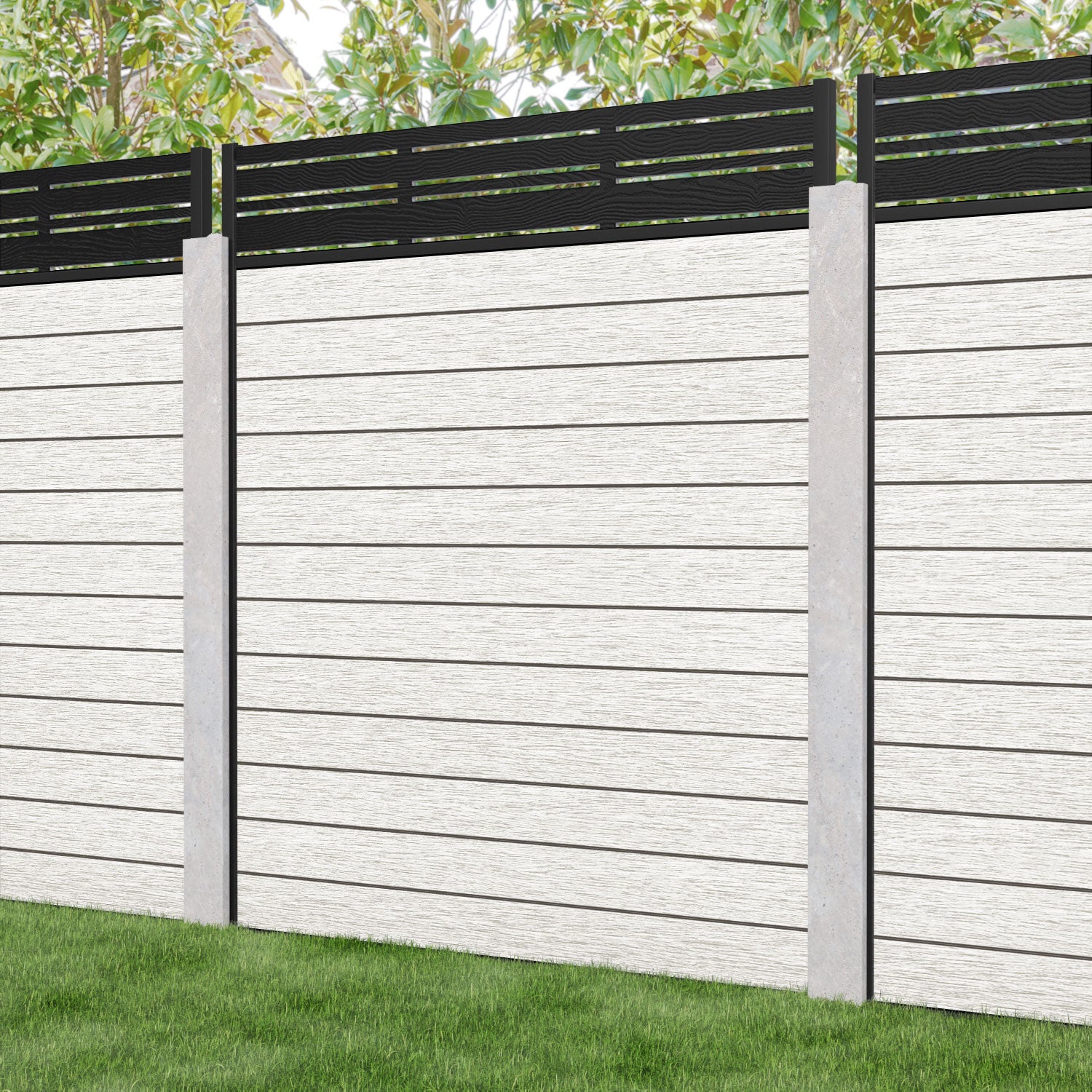 Fusion Linea Fence Panel - Light Stone - for existing concrete posts