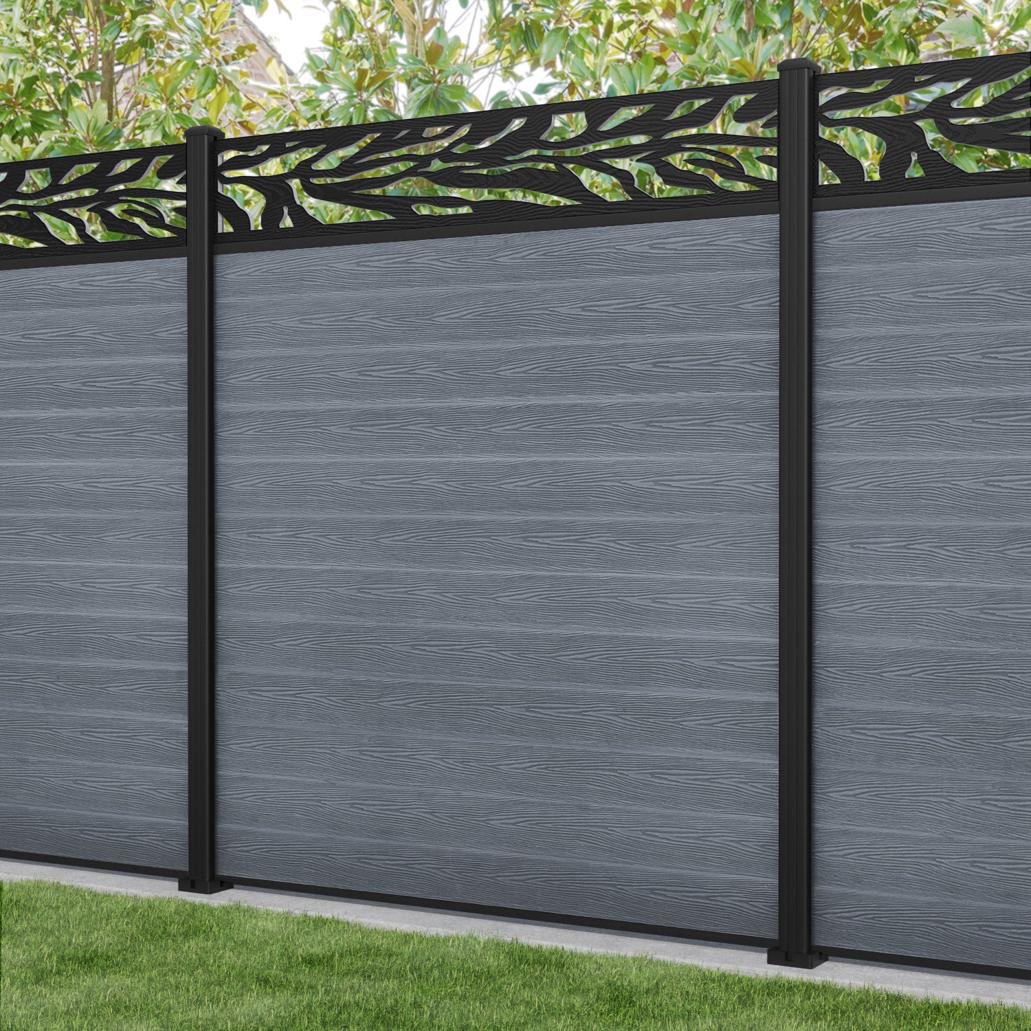 Classic Malawi Fence Panel - Anthracite - with our aluminium posts