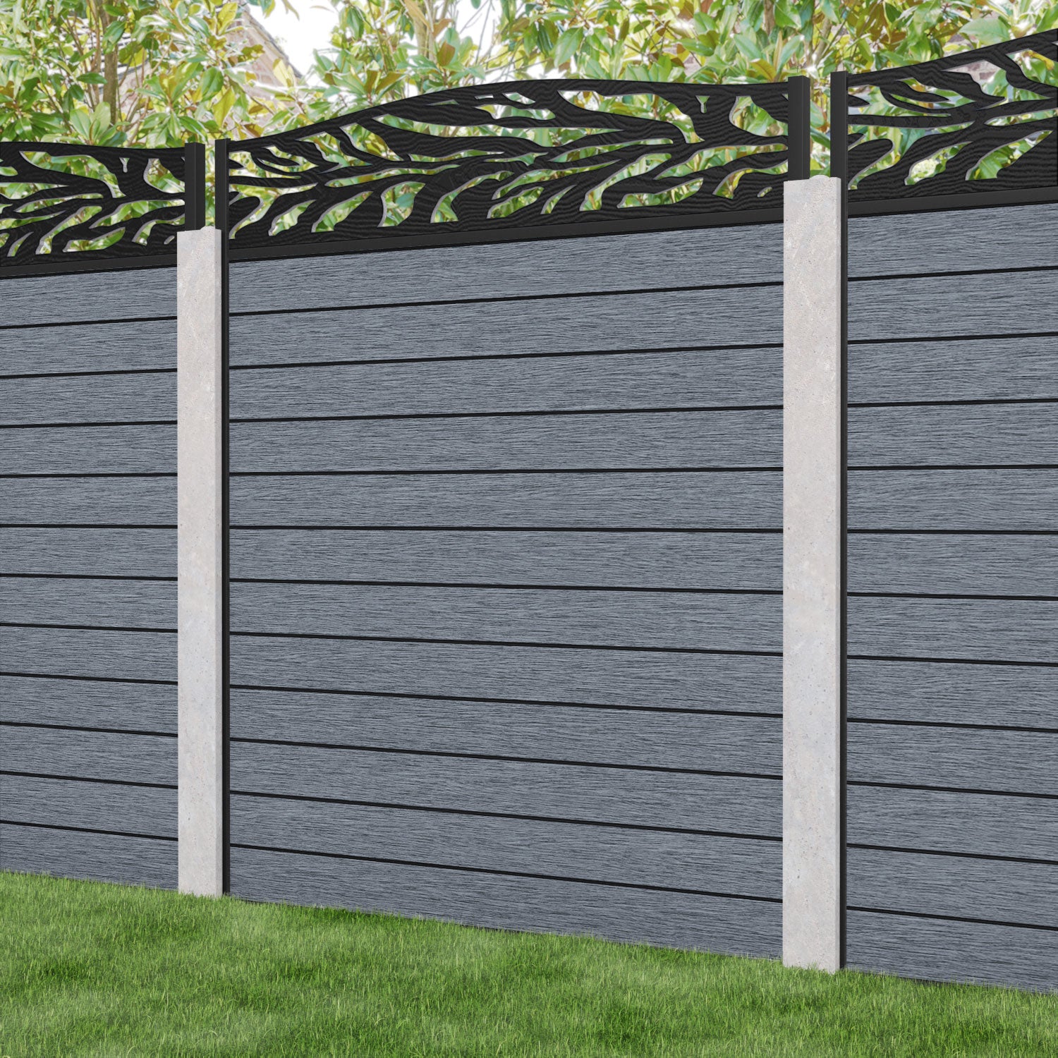 Fusion Malawi Curved Top Fence Panel - Anthracite - for existing concrete posts