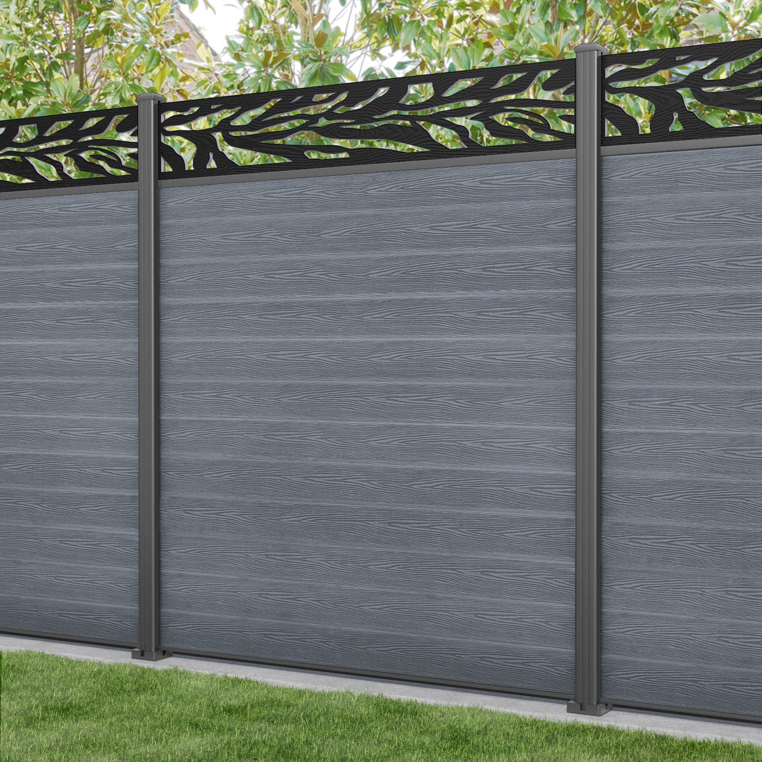 Classic Malawi Fence Panel - Anthracite - with our aluminium posts