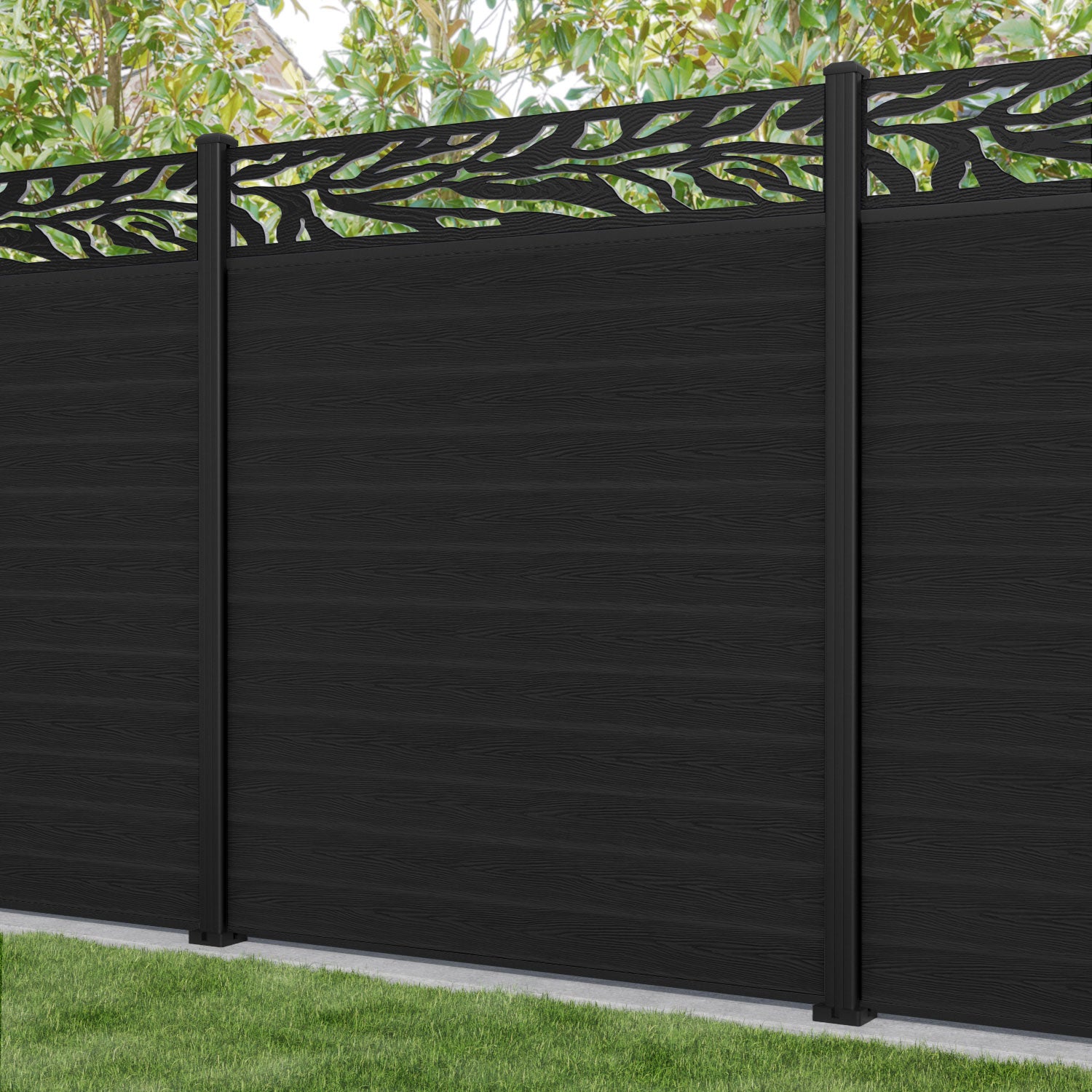 Classic Malawi Fence Panel - Black - with our aluminium posts