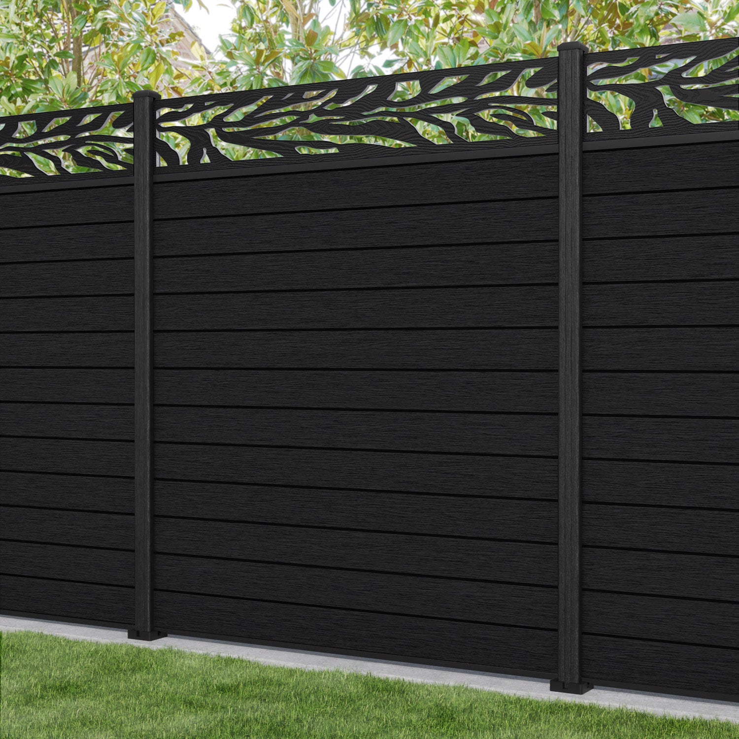 Fusion Malawi Fence Panel - Black - with our composite posts