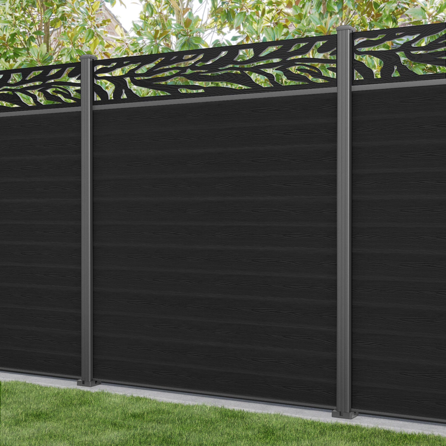 Classic Malawi Fence Panel - Black - with our aluminium posts