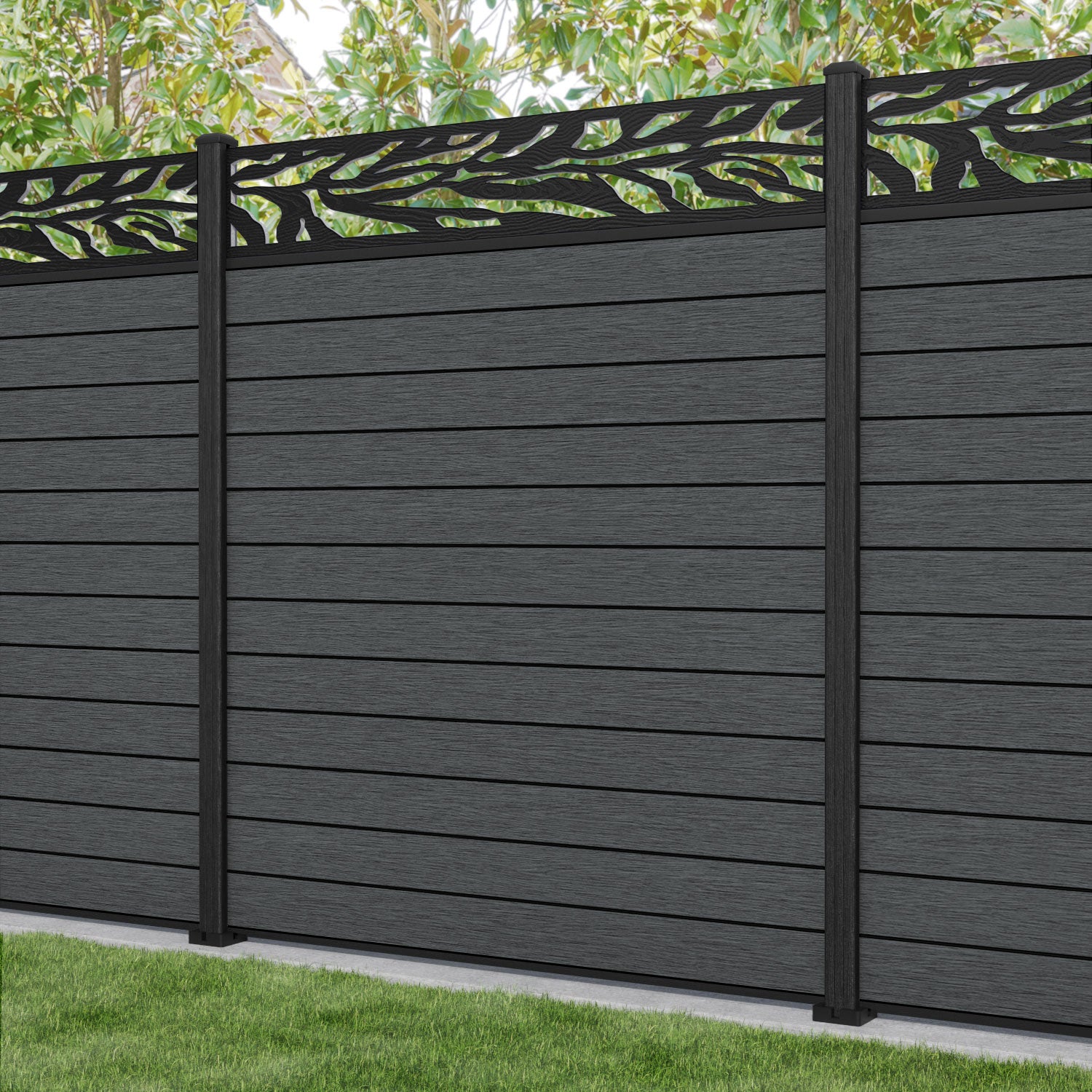 Fusion Malawi Fence Panel - Dark Grey - with our composite posts