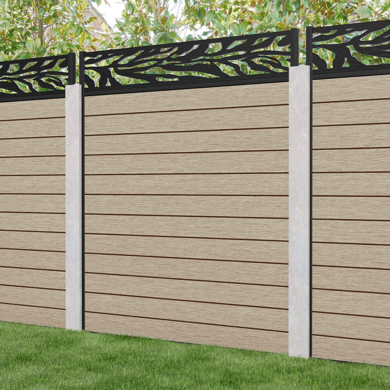 Fusion Malawi Fence Panel - Light Oak - for existing concrete posts