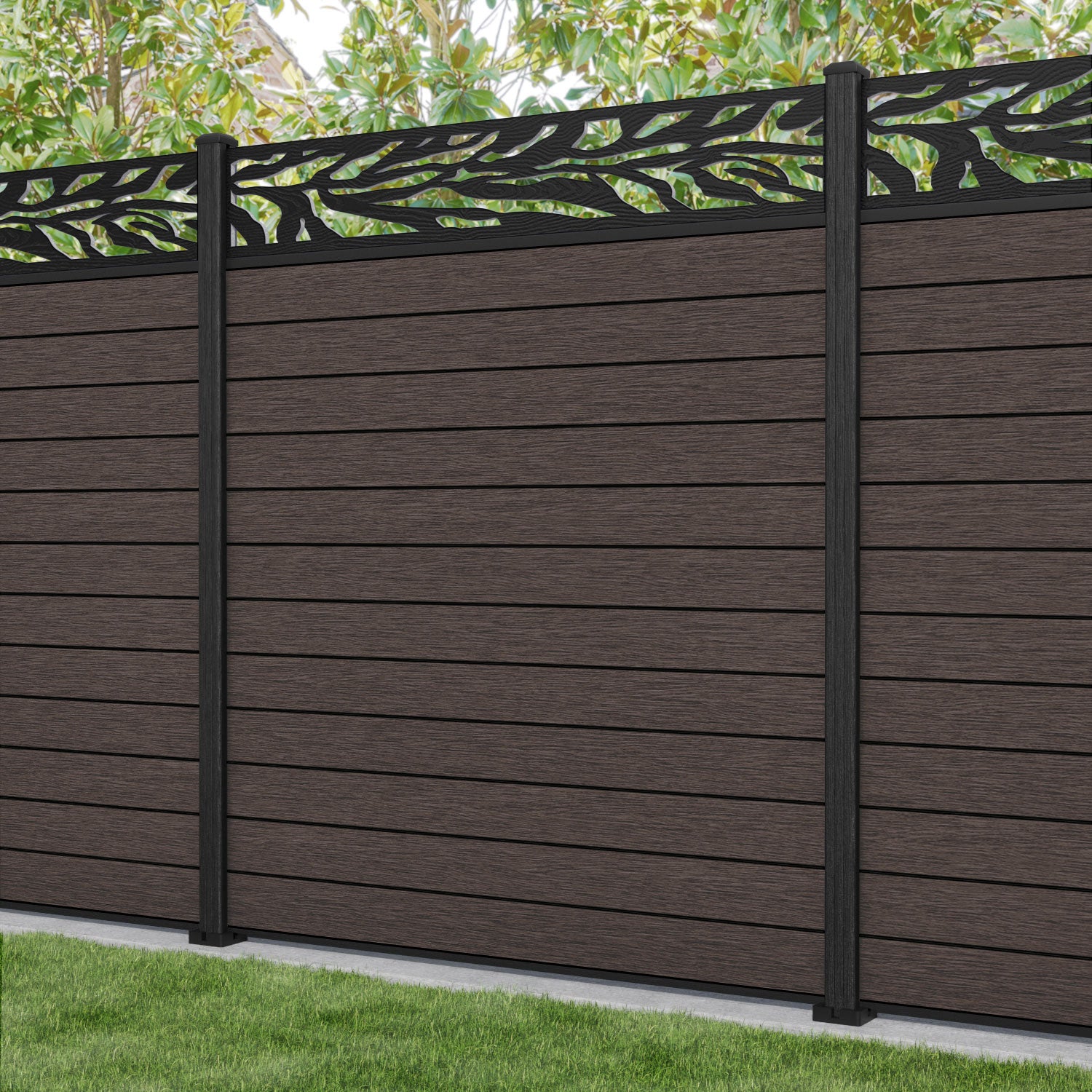 Fusion Malawi Fence Panel - Mid Brown - with our composite posts