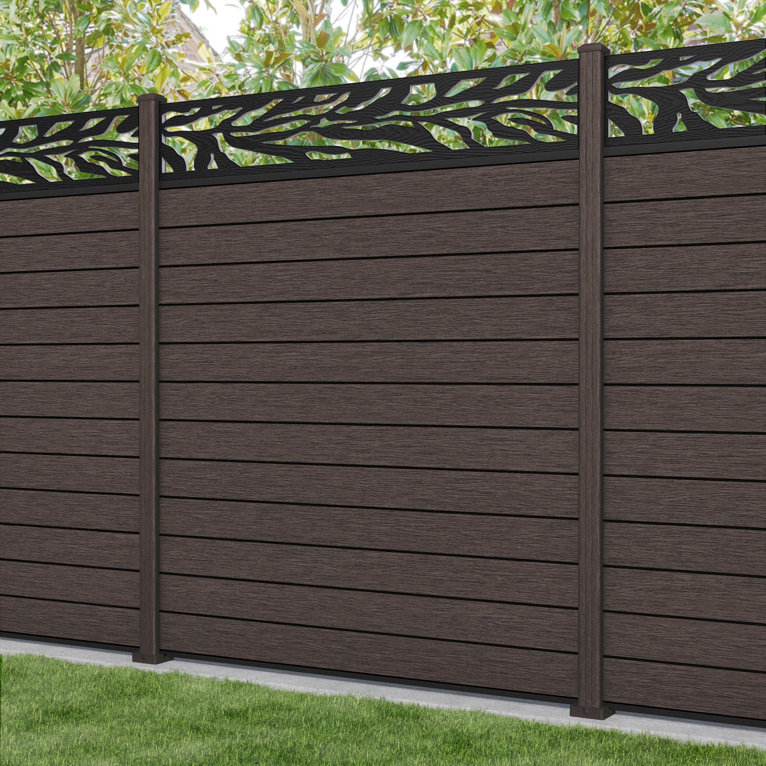 Fusion Malawi Fence Panel - Mid Brown - with our composite posts