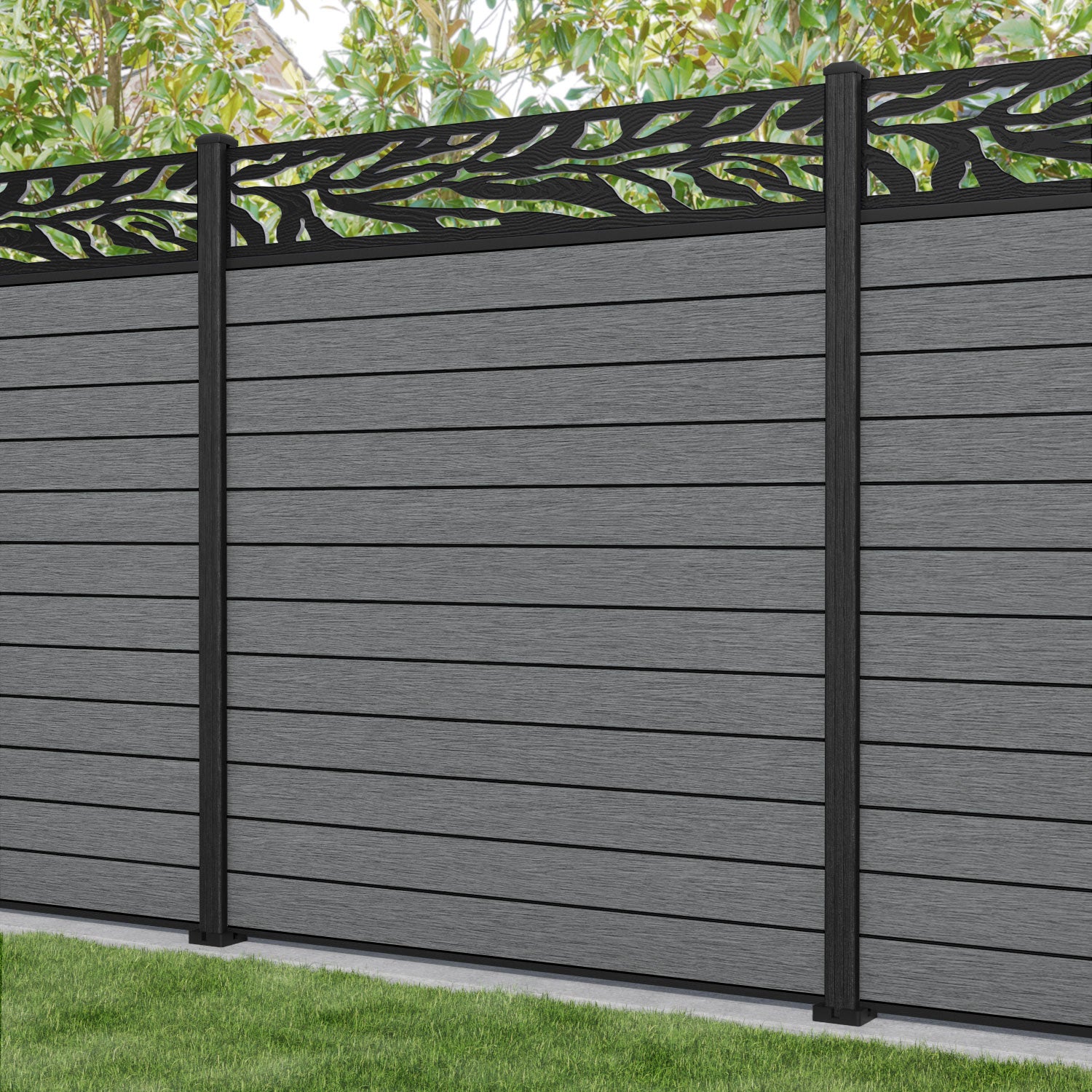 Fusion Malawi Fence Panel - Mid Grey - with our composite posts