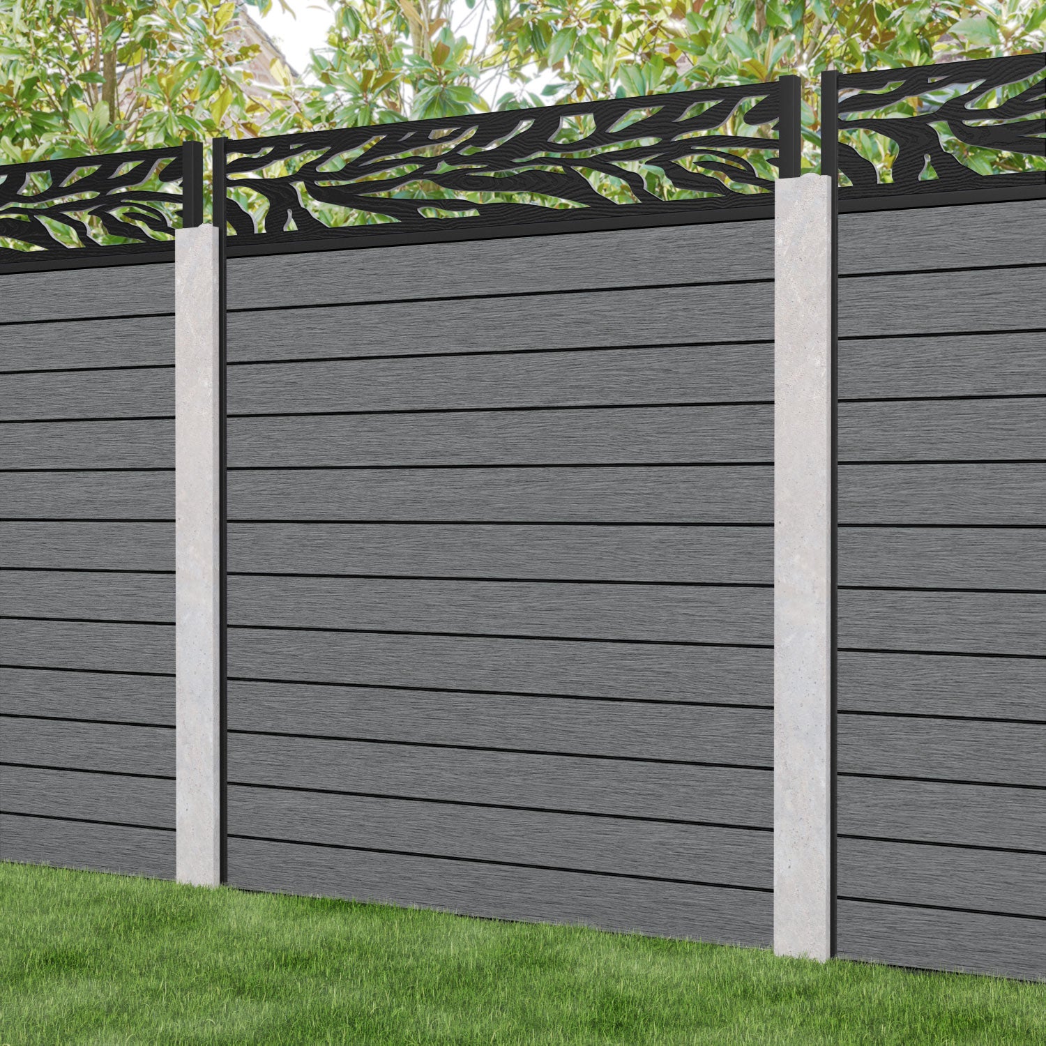 Fusion Malawi Fence Panel - Mid Grey - for existing concrete posts