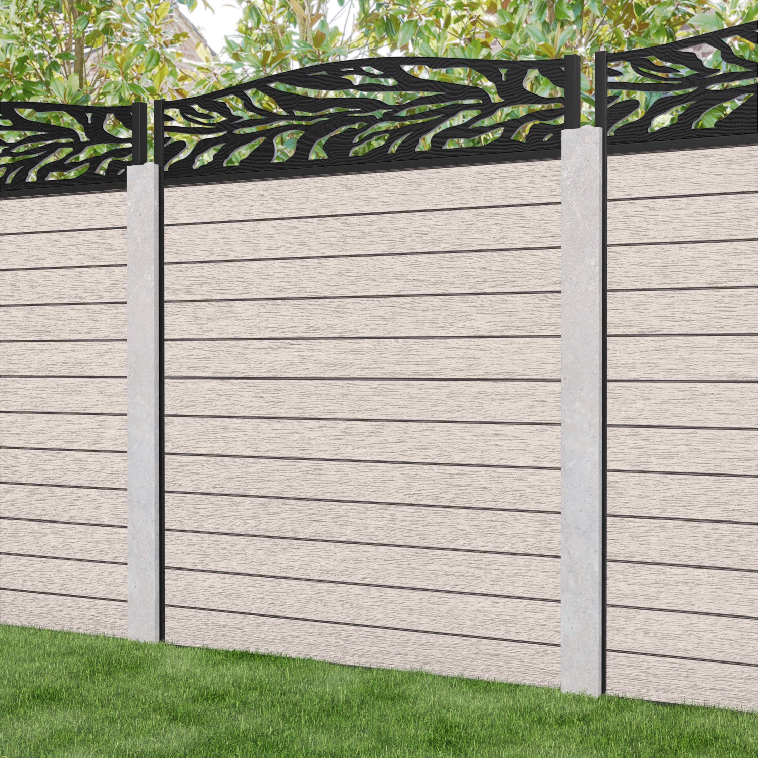 Fusion Malawi Curved Top Fence Panel - Mid Stone - for existing concrete posts